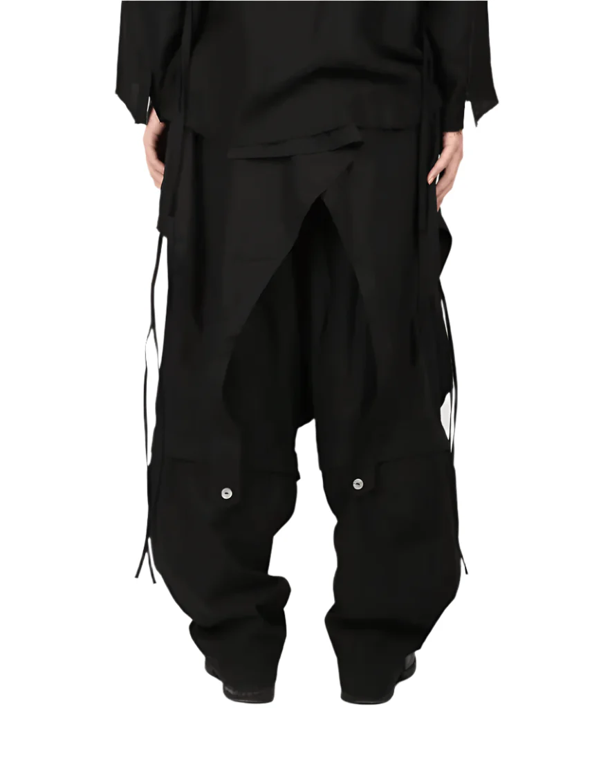 ænrmòus Raindrops in Leaves Pants Black - Image 3