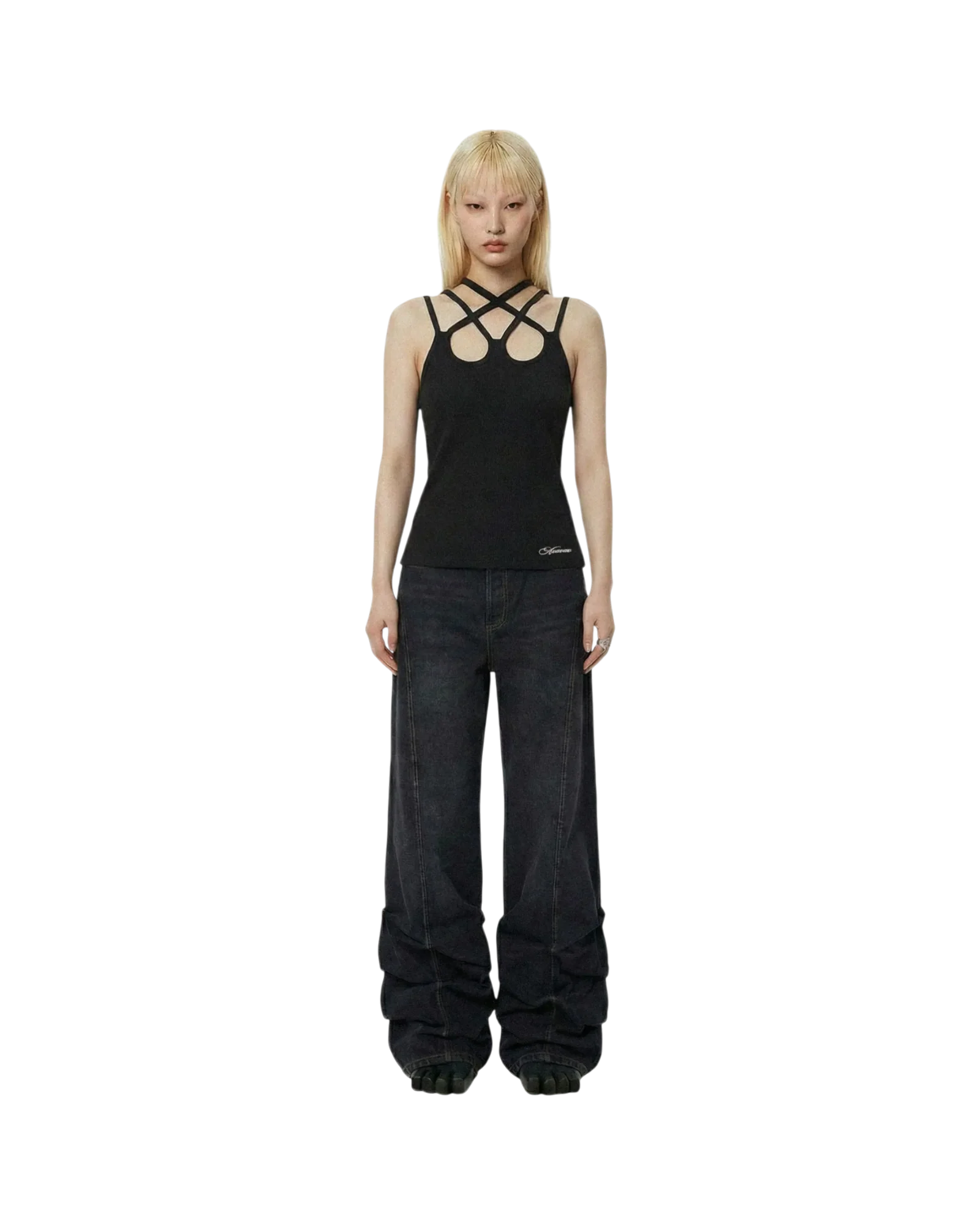 Avavav Multi Strap Script Logo Top Black - Image 2