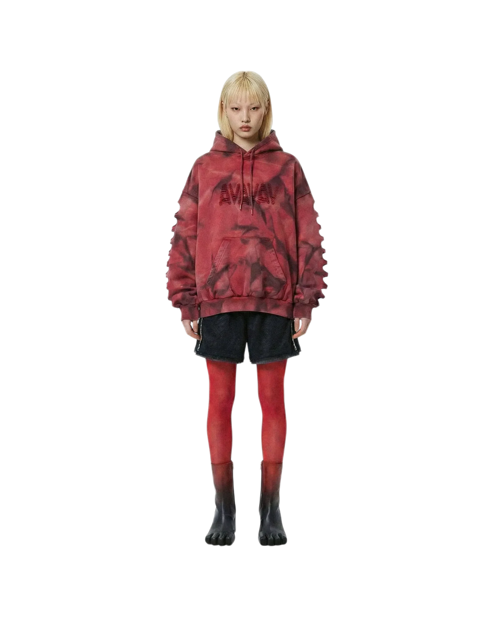 Avavav Os Shoulderless Hoodie Aop Red - Image 3