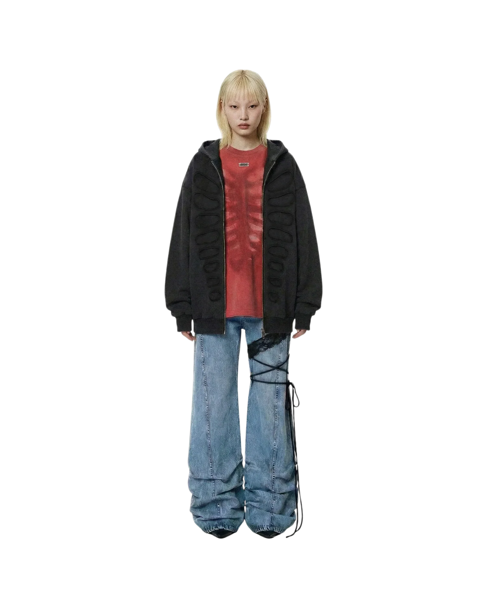 Avavav Os Shoulderless Hoodie Cut-Out Application Black - Image 2