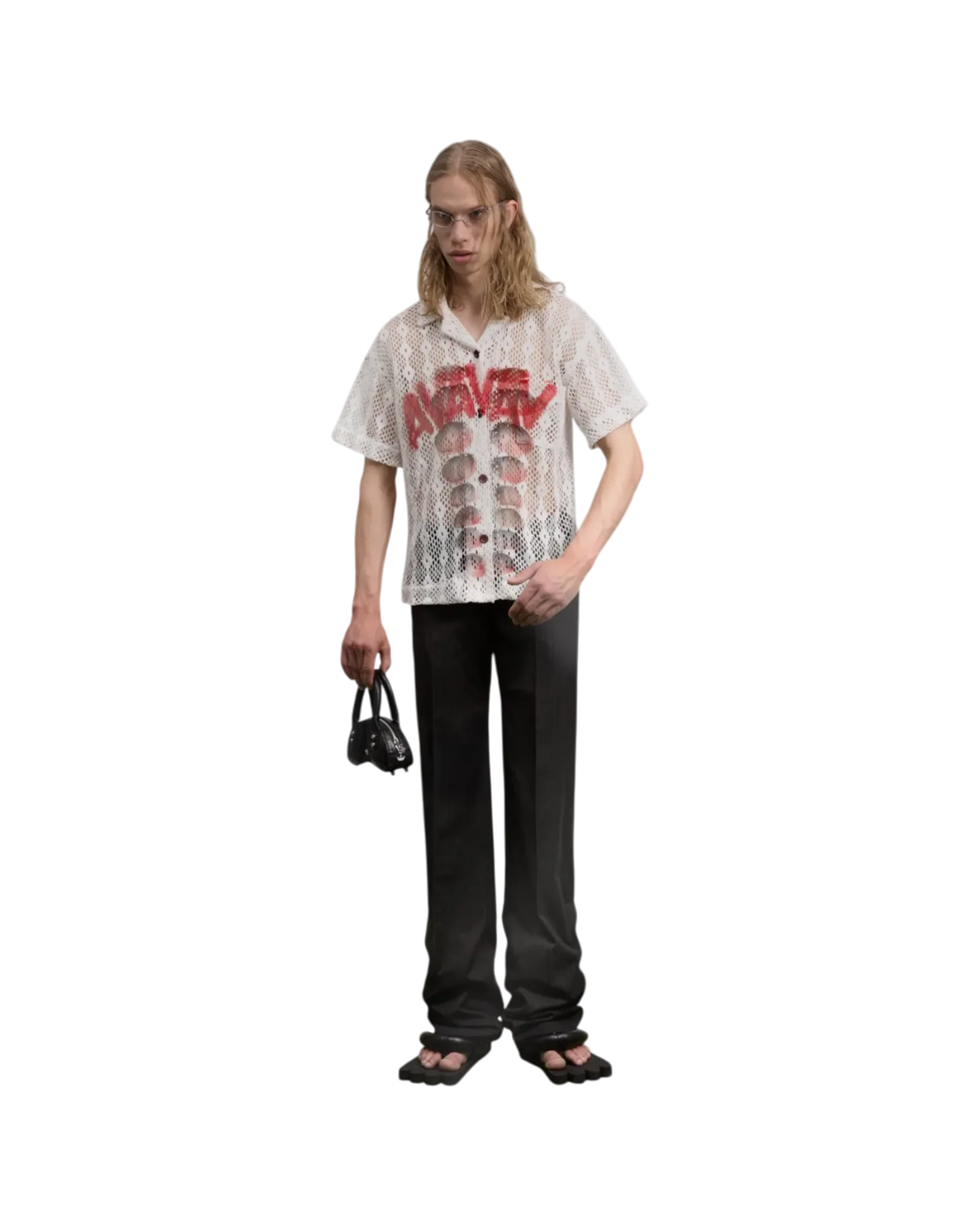 Avavav Short Sleeve Printed Crochet Shirt White - Image 4