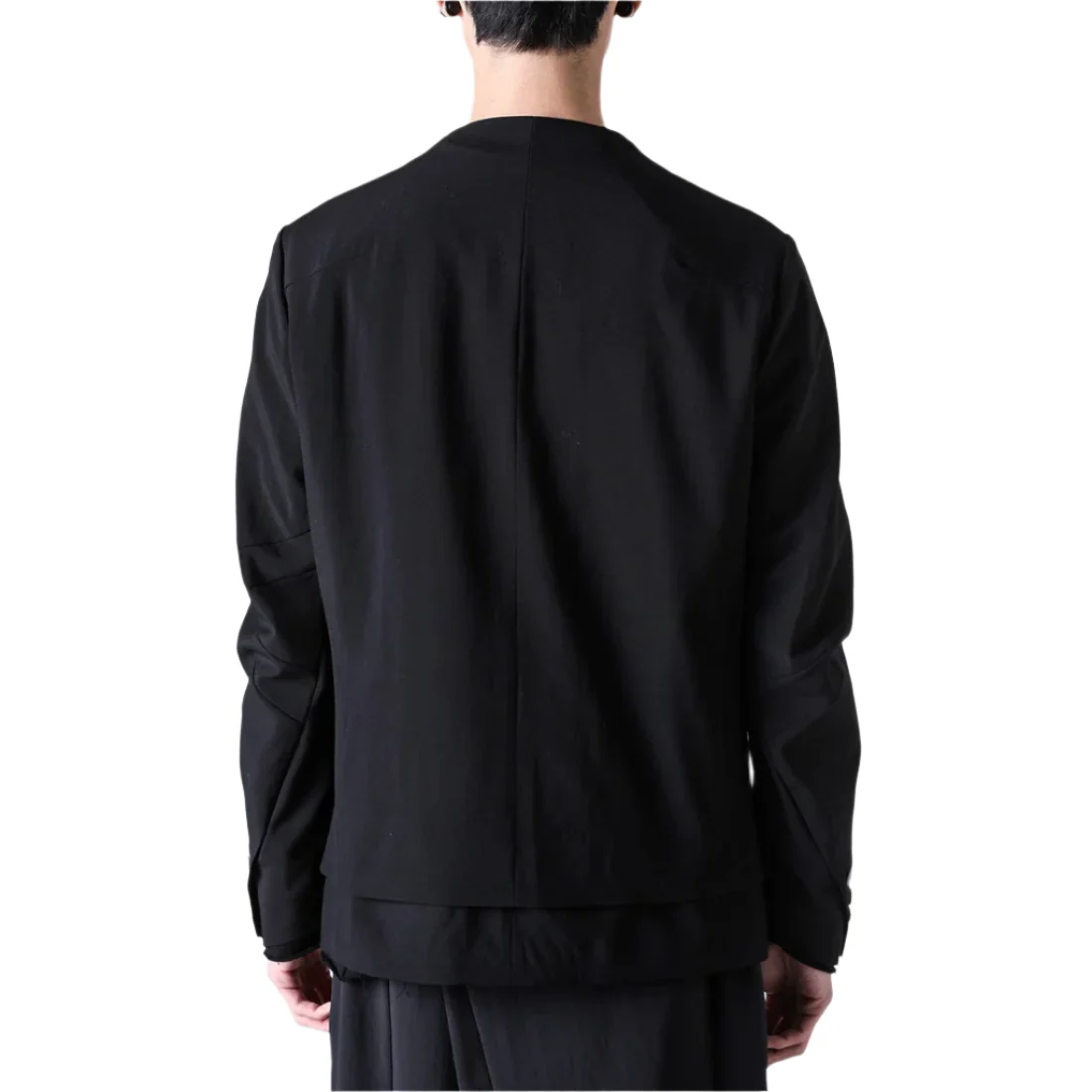 Devoa Front Layered Wool Jacket Black - Image 5