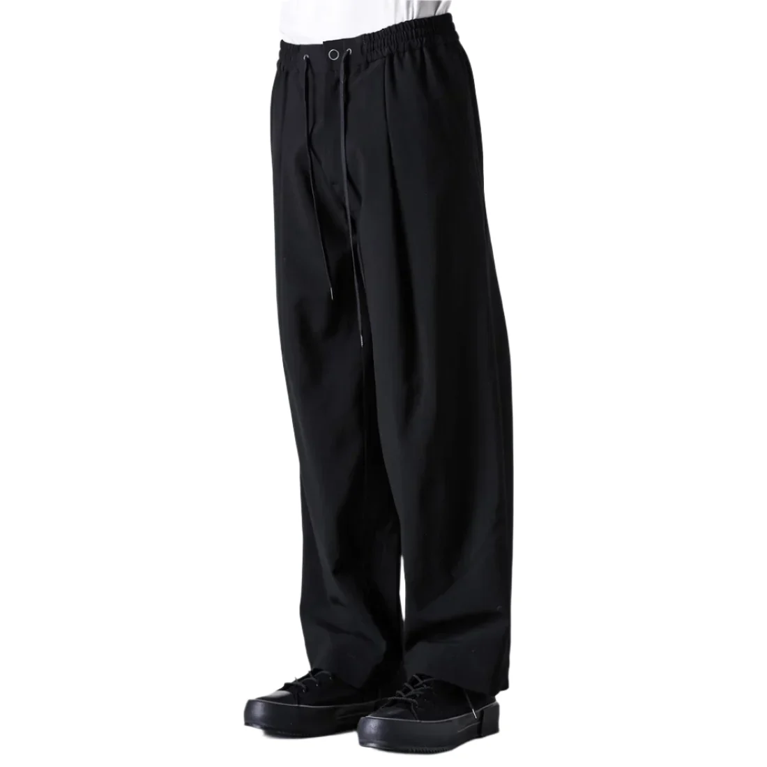 Devoa Loose Fit Wool Pants Black - Image 3