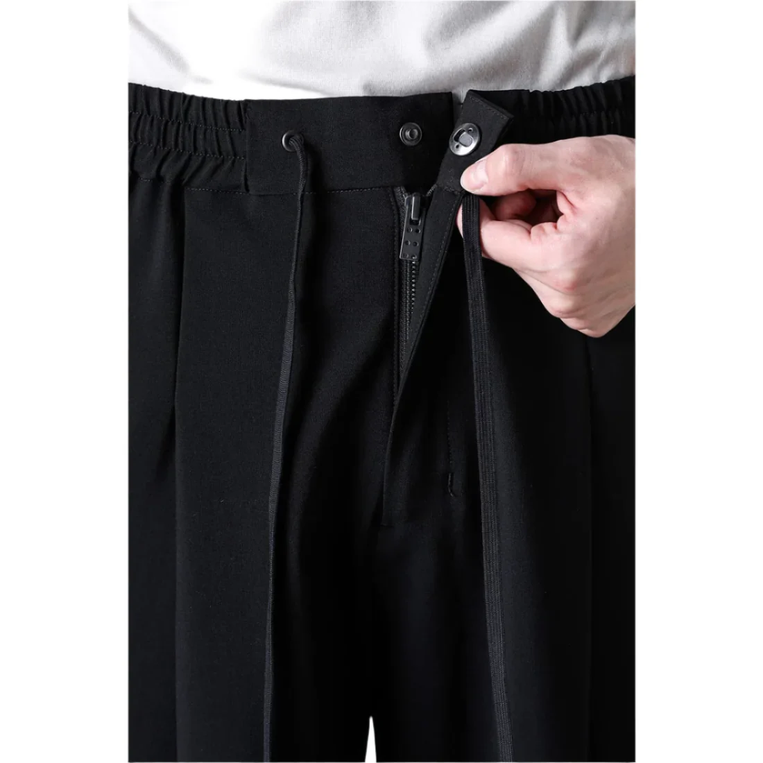 Devoa Loose Fit Wool Pants Black - Image 5