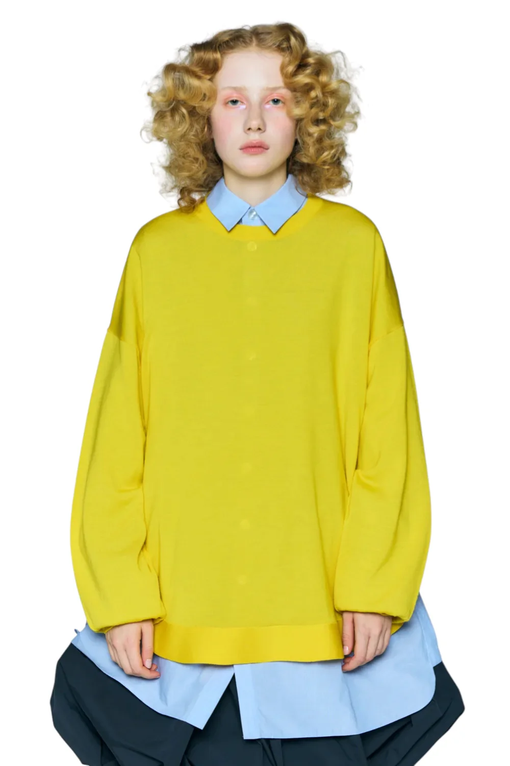 Enfold Circle Knit Pullover Yellow - Image 2