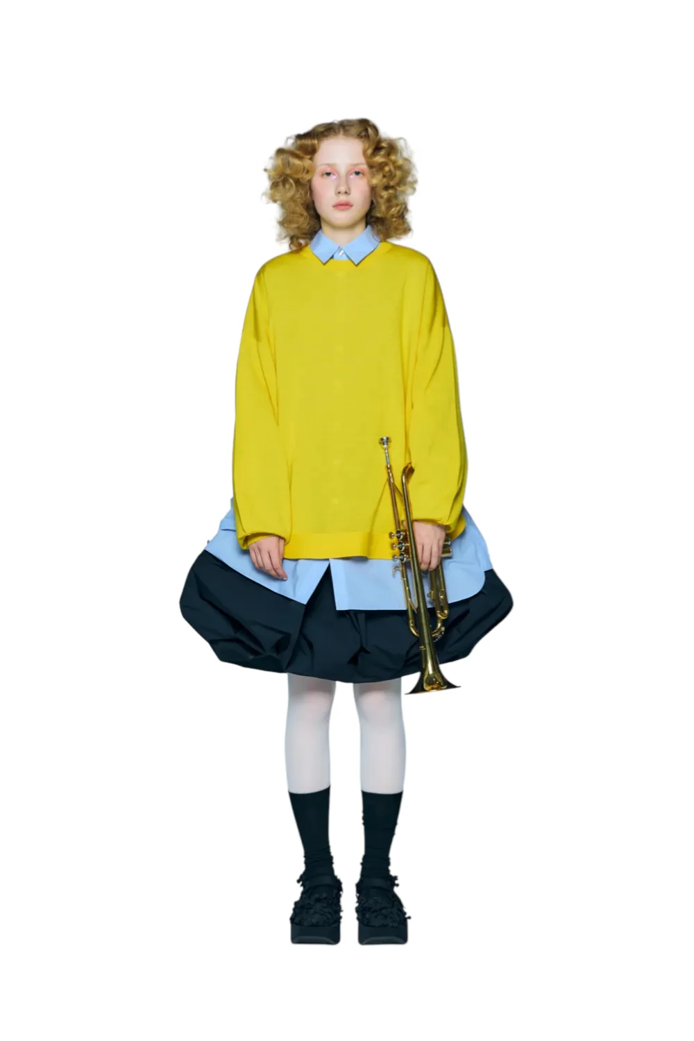 Enfold Circle Knit Pullover Yellow - Image 3