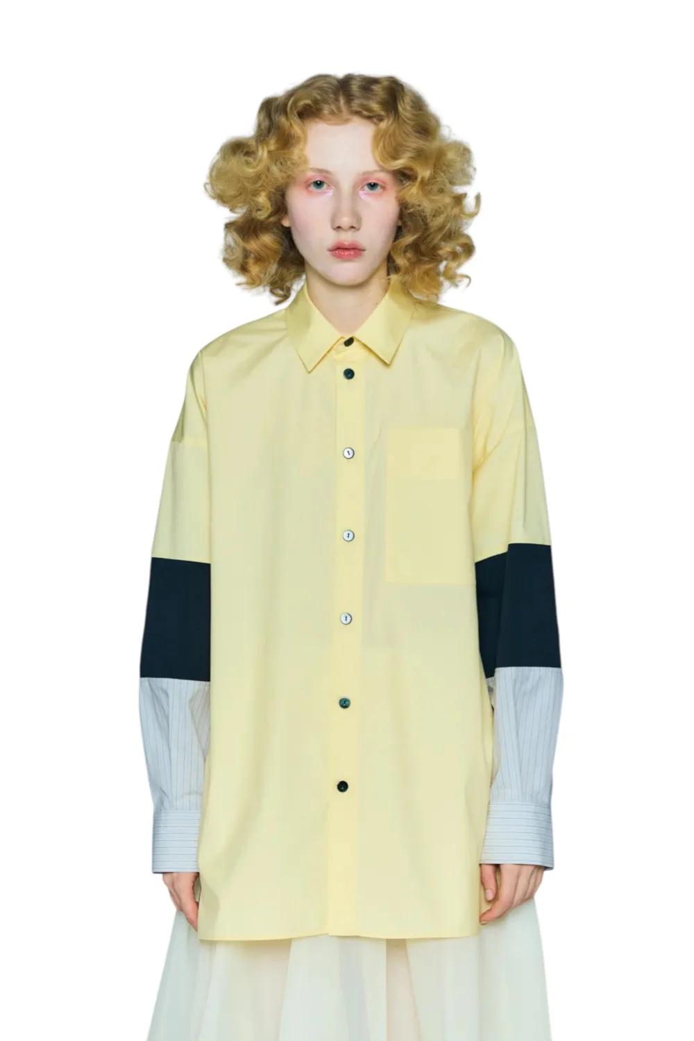 Enfold Combination Knit Shirt Light Yellow - Image 3