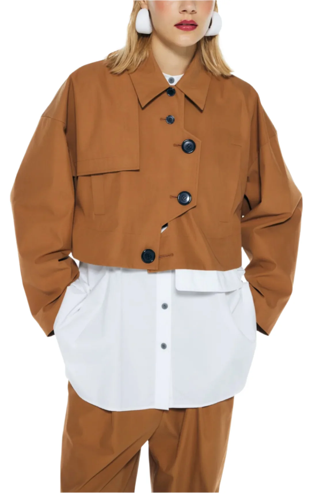 Enfold Two-Way Trench Coat Beige - Image 5