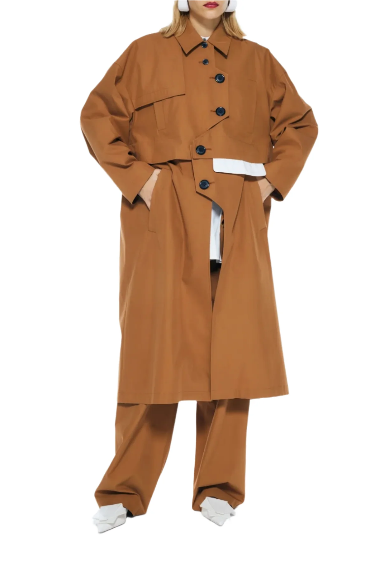 Enfold Two-Way Trench Coat Beige - Image 7