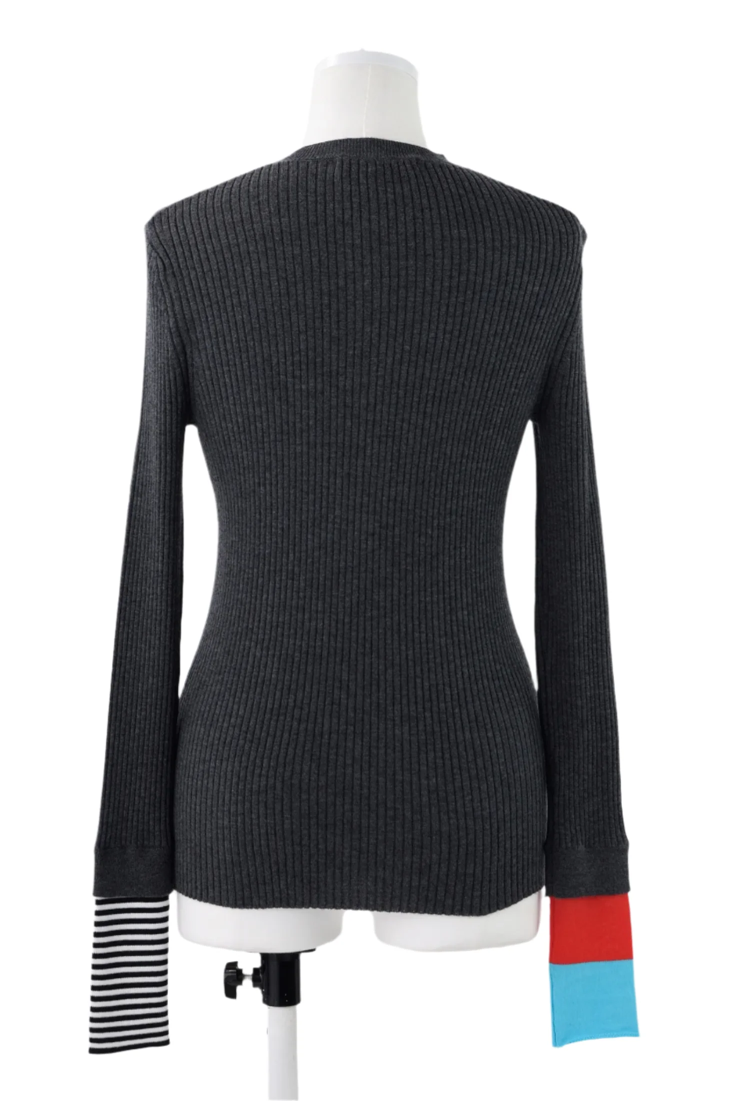 Enfold Rib Pullover Charcoal Grey - Image 3