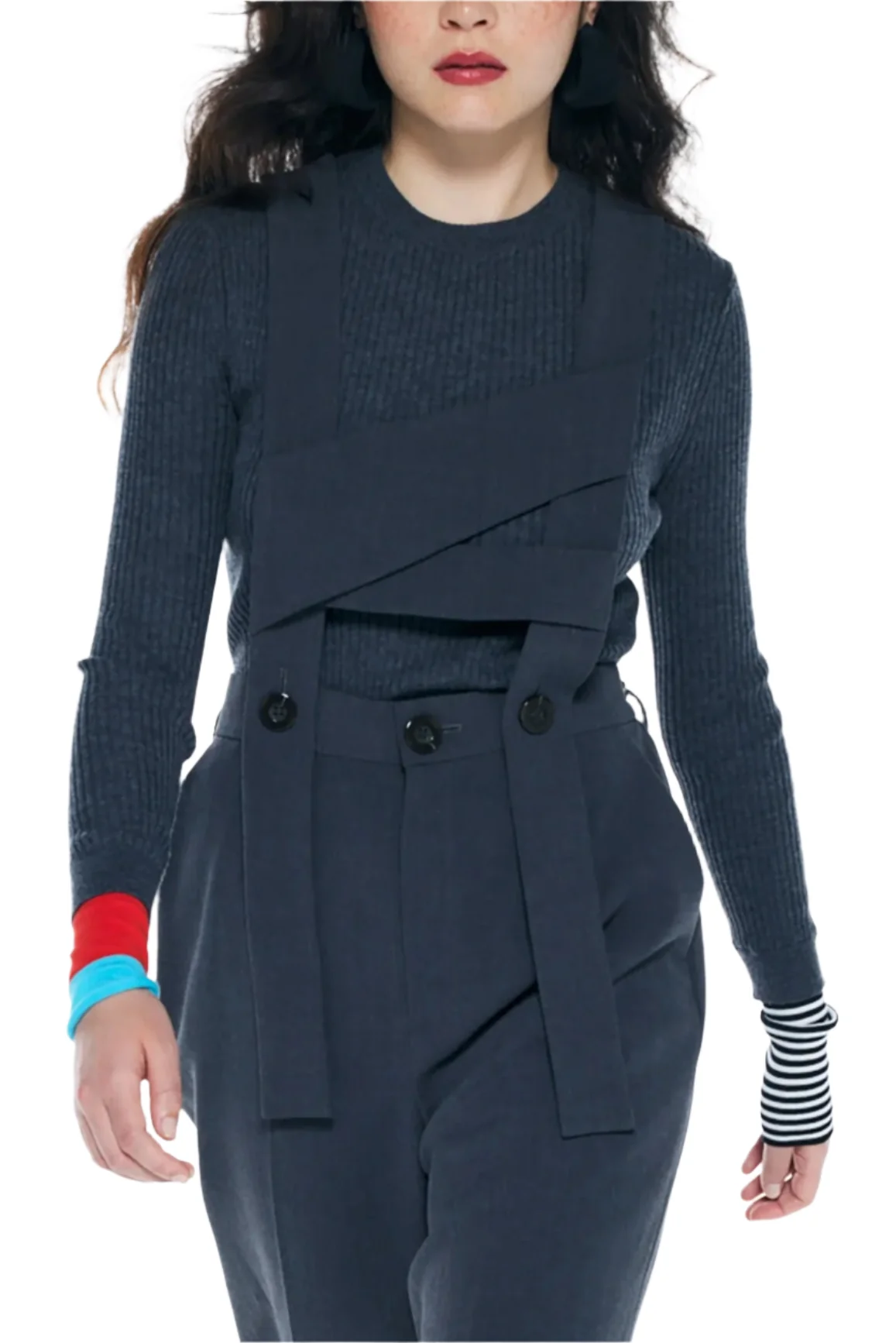 Enfold Rib Pullover Charcoal Grey - Image 4