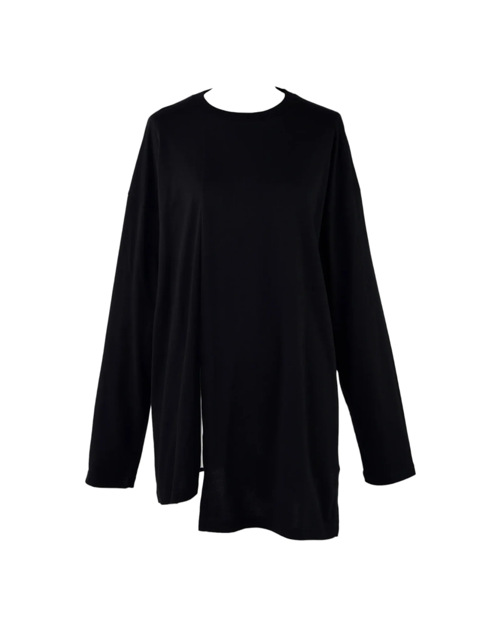 Enfold Slit Long Sleeves T-Shirt Black