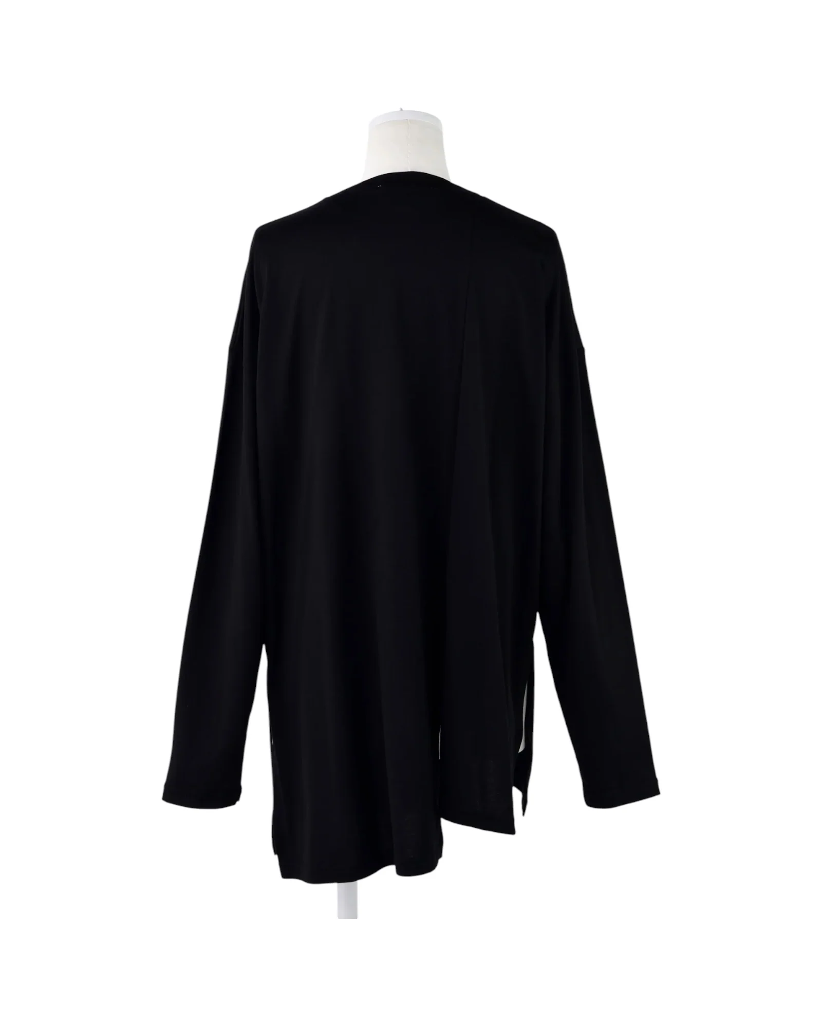 Enfold Slit Long Sleeves T-Shirt Black - Image 3