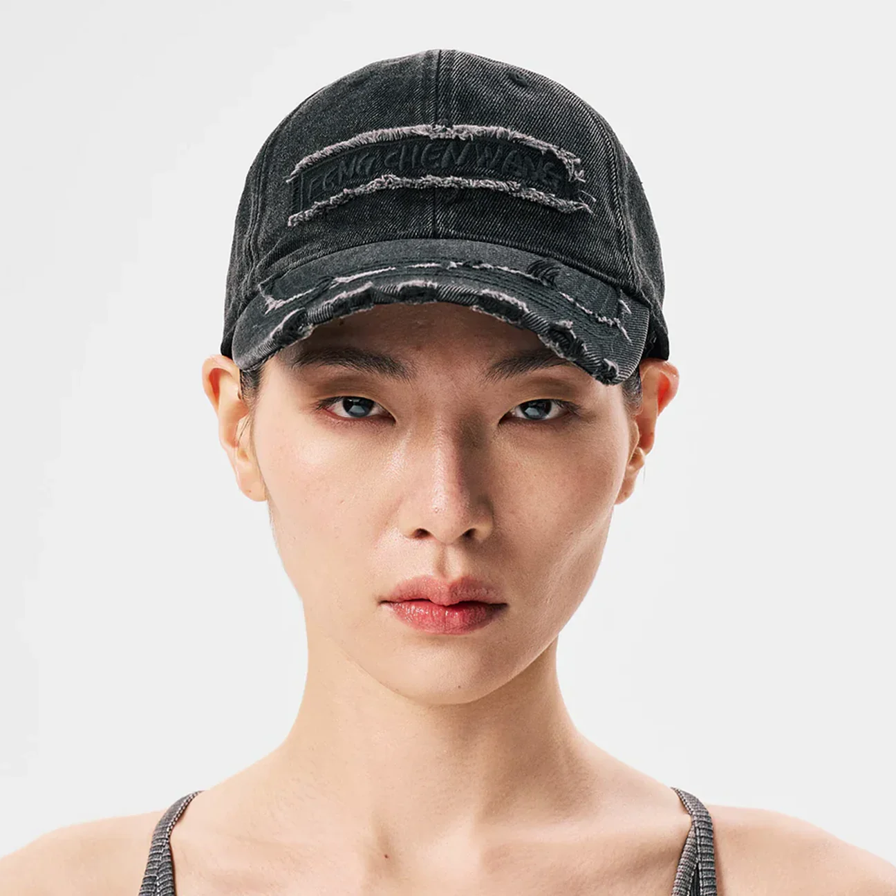 FengChenWang Black Washed Denim Baseball Cap - Image 5