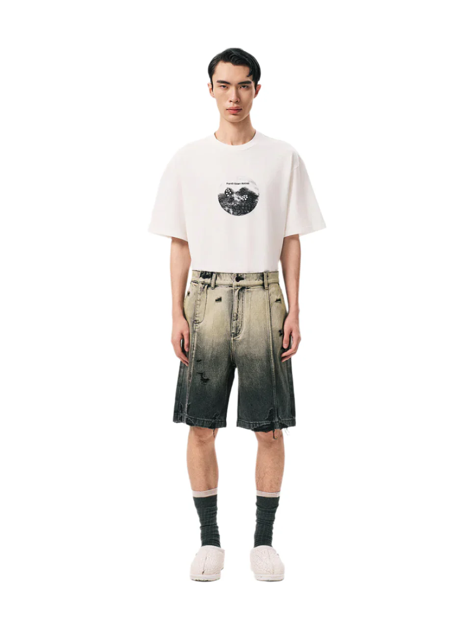 FengChenWang Denim Gradient Washed Shorts - Image 3