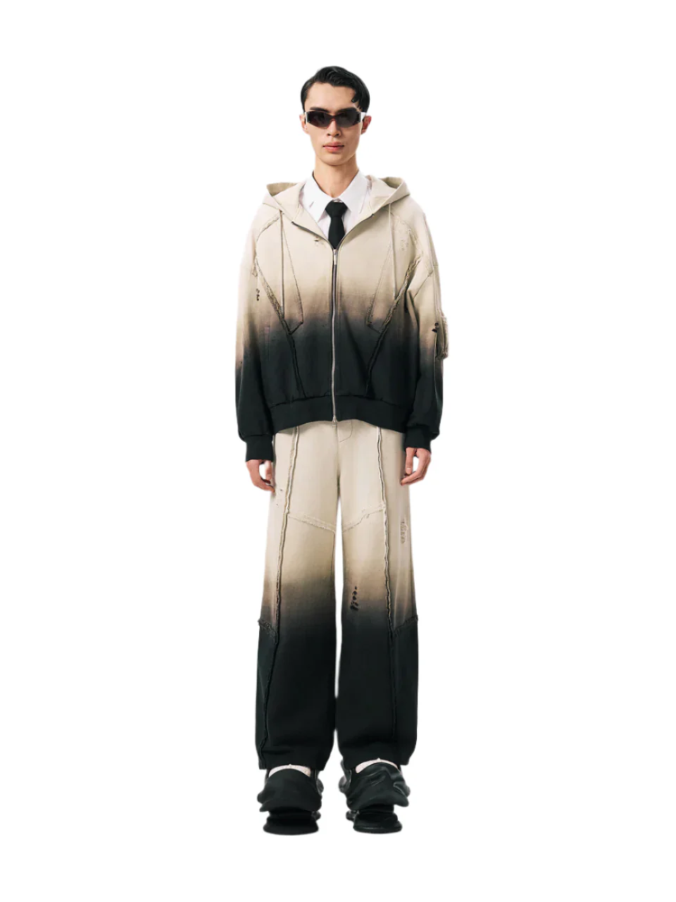 FengChenWang Gradient Washed Deconstruction Zip Hoodie - Image 4