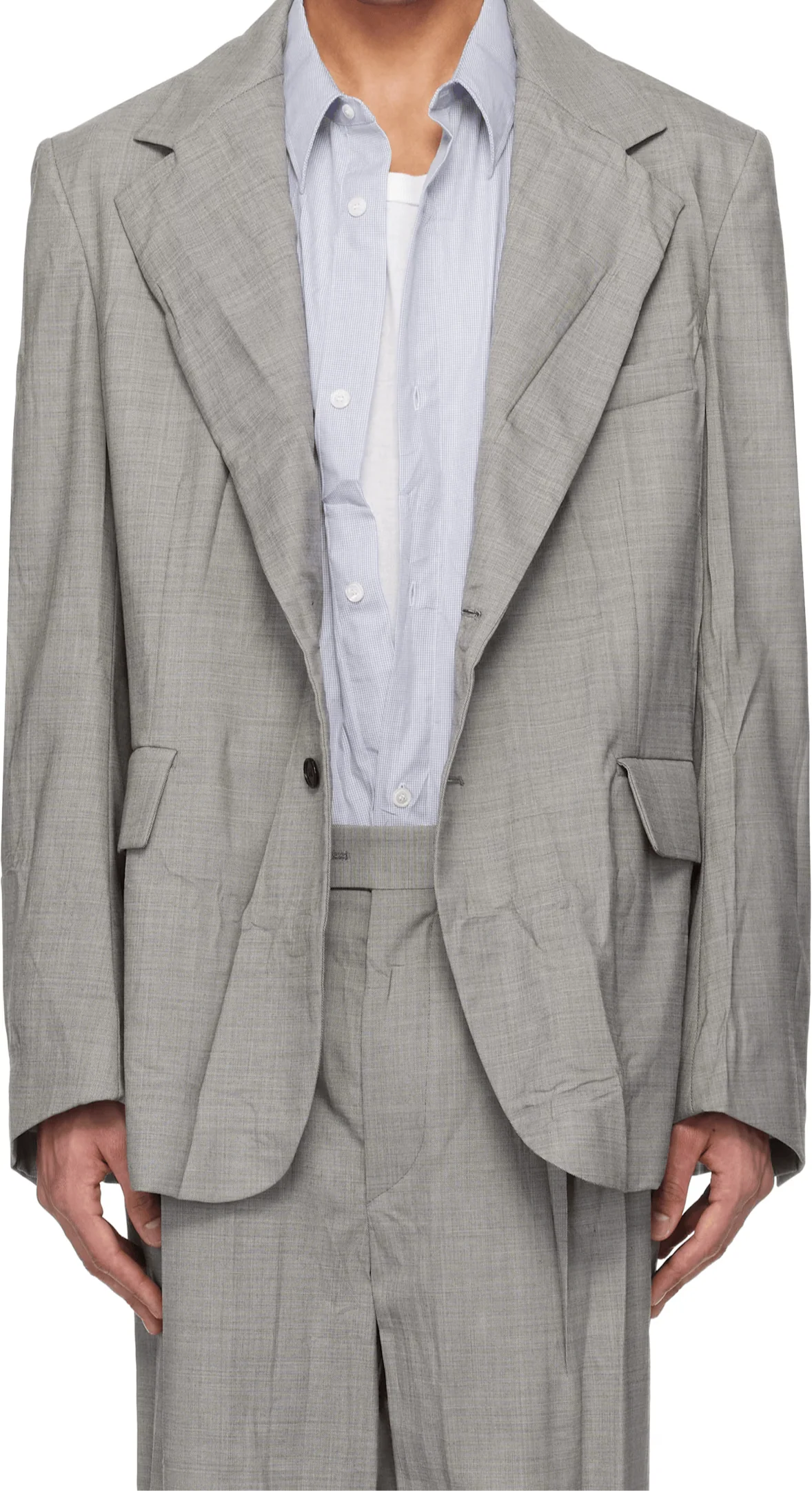 Hed Mayner Notch Lapel Blazer Grey - Image 3