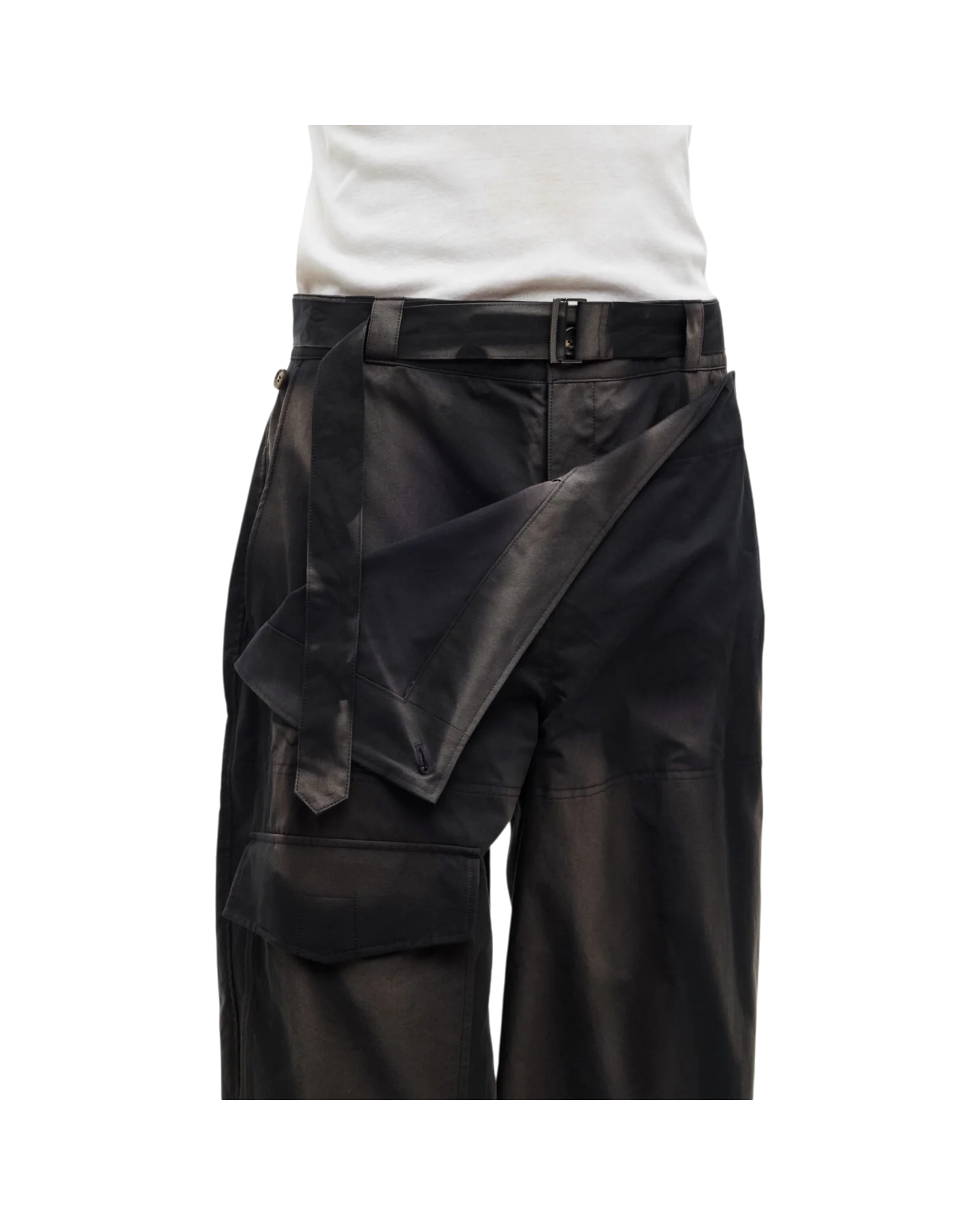 Jiyong Kim Sun-Bleached Double Front Wide Trousers Black - Image 3