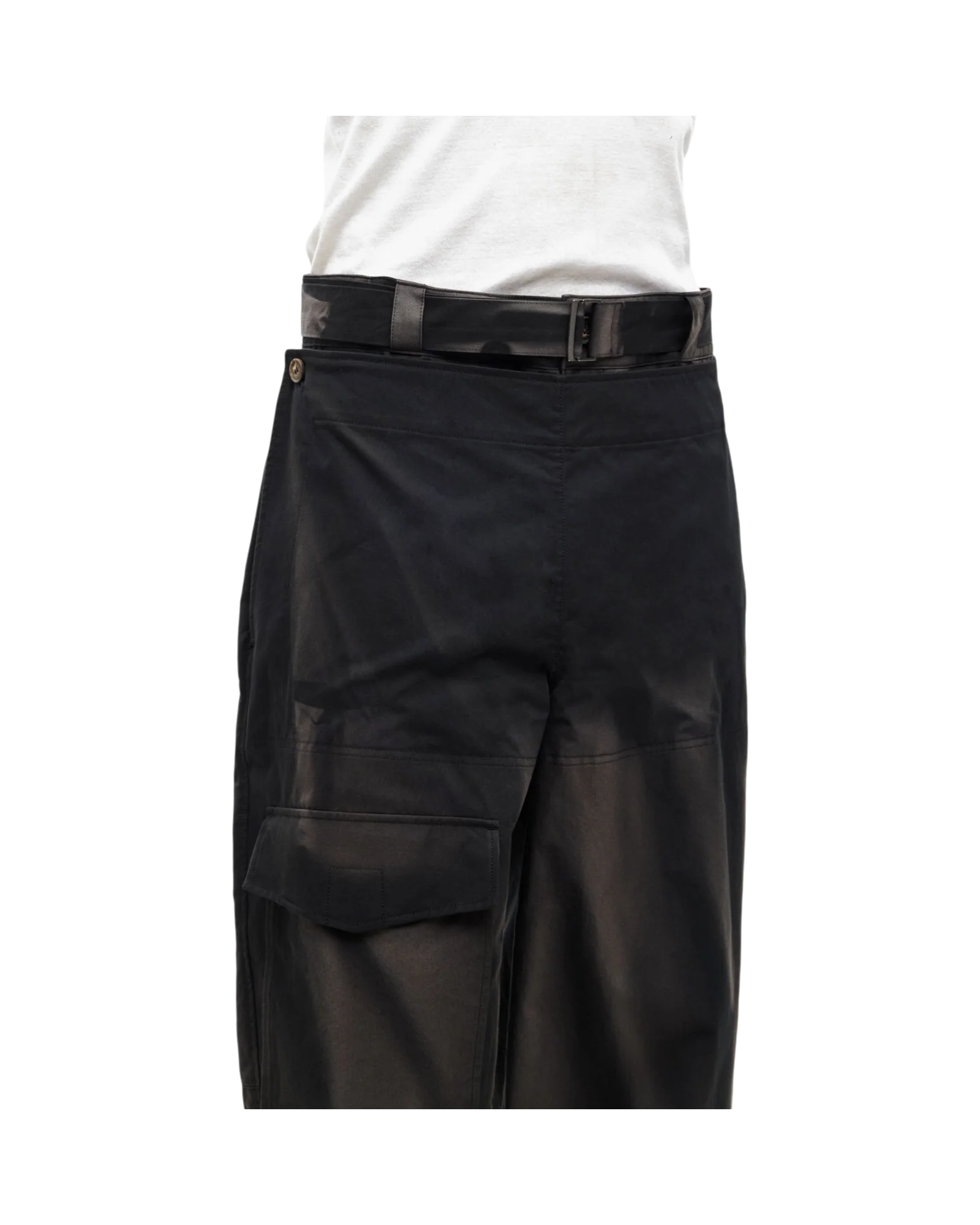 Jiyong Kim Sun-Bleached Double Front Wide Trousers Black - Image 4