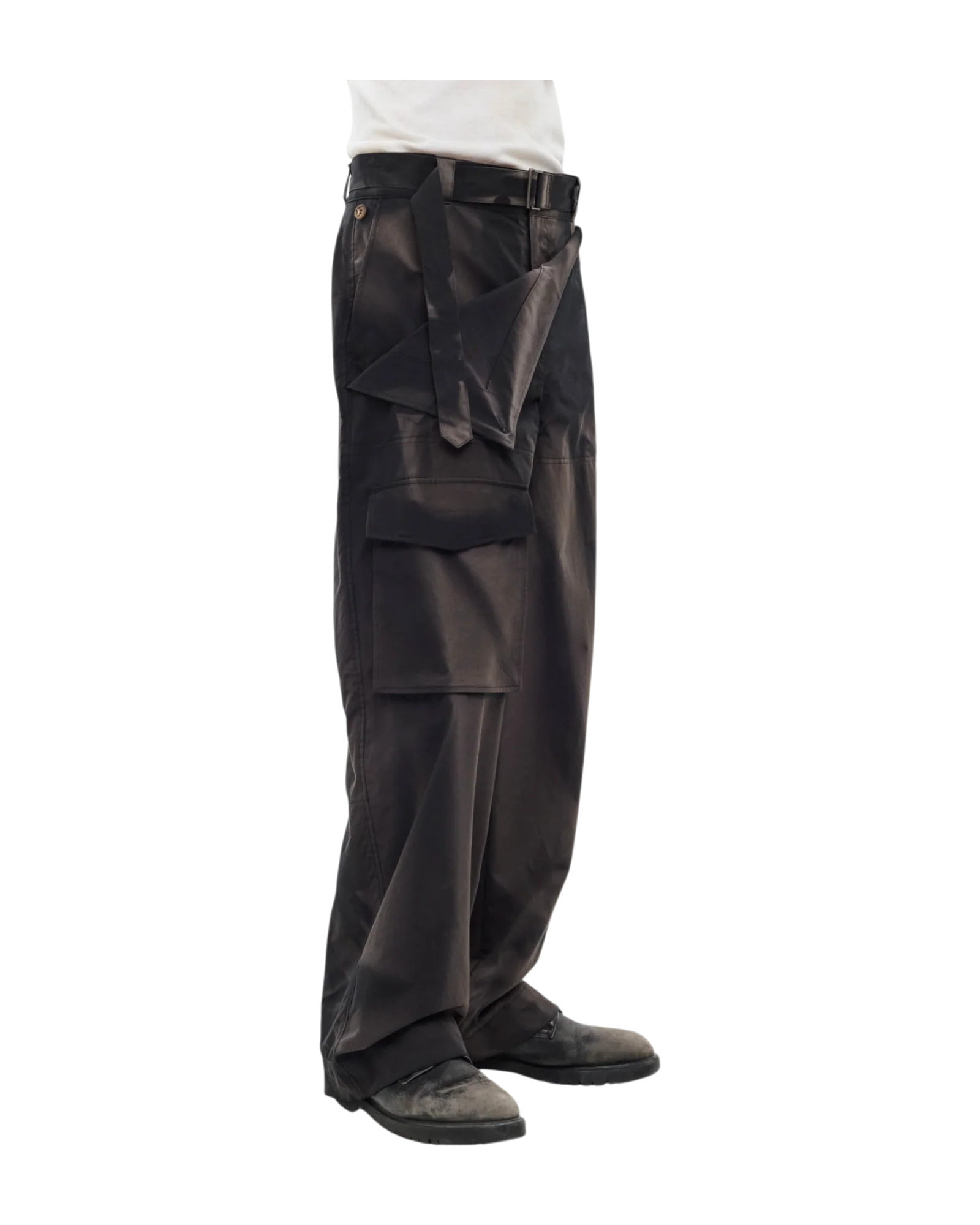 Jiyong Kim Sun-Bleached Double Front Wide Trousers Black - Image 5