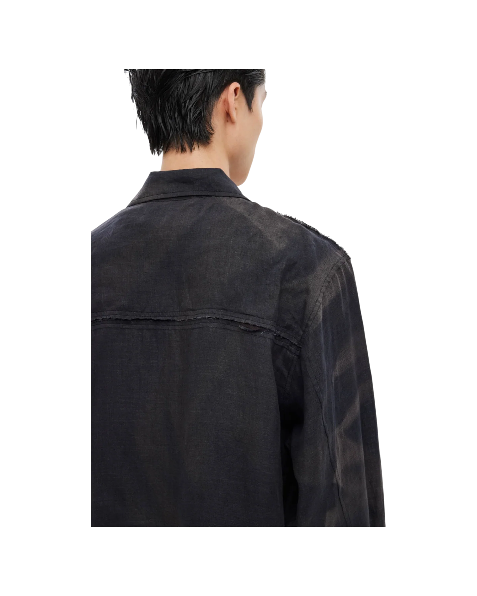 Jiyong Kim Sun-Bleached Raw Edged Shirt Black - Image 4