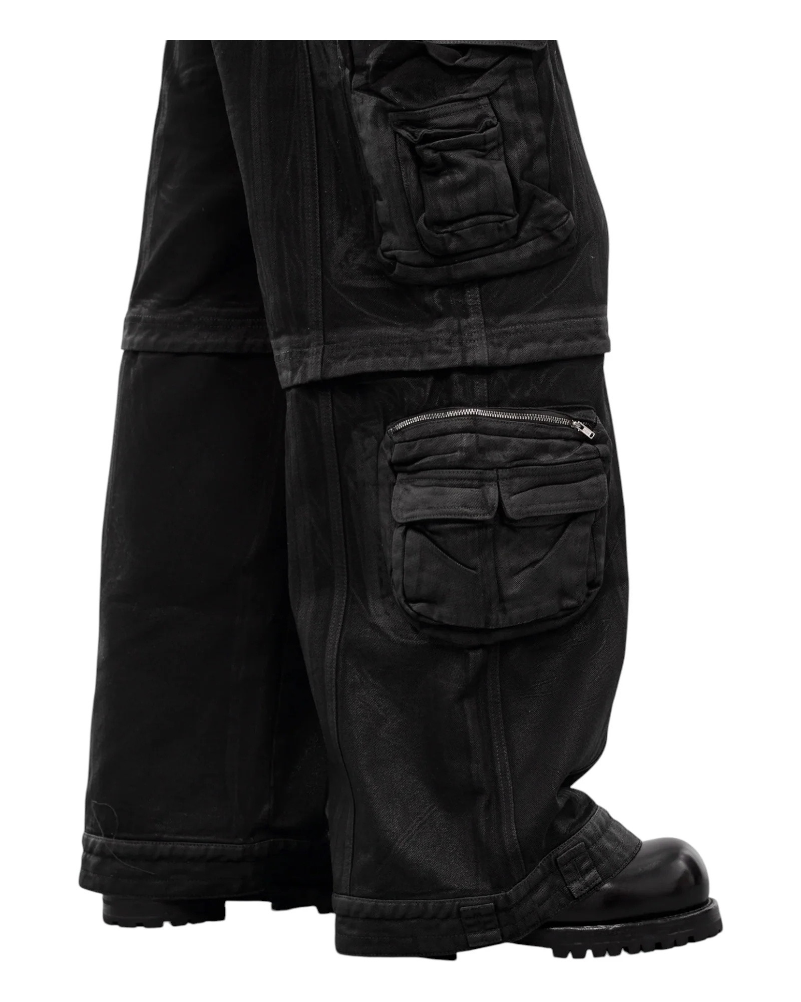 Luu Dan Cargo Jeans Coated Black - Image 4
