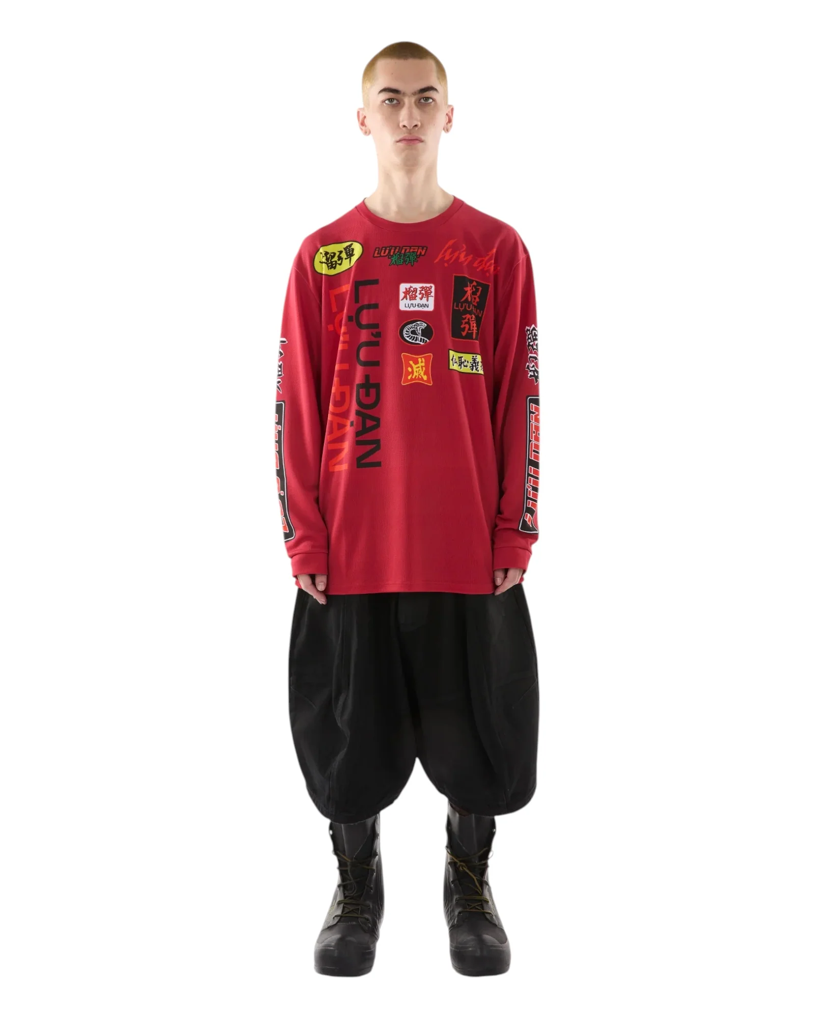 Luu Dan Oversized Long Sleeve Tee Motocross / Blood Red - Image 4
