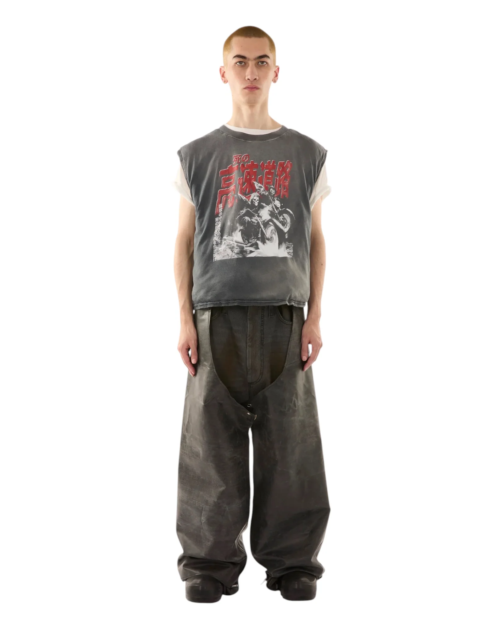 Luu Dan Wadded Sleeveless Tee Ghost Riders Red / Dark Smoke - Image 4