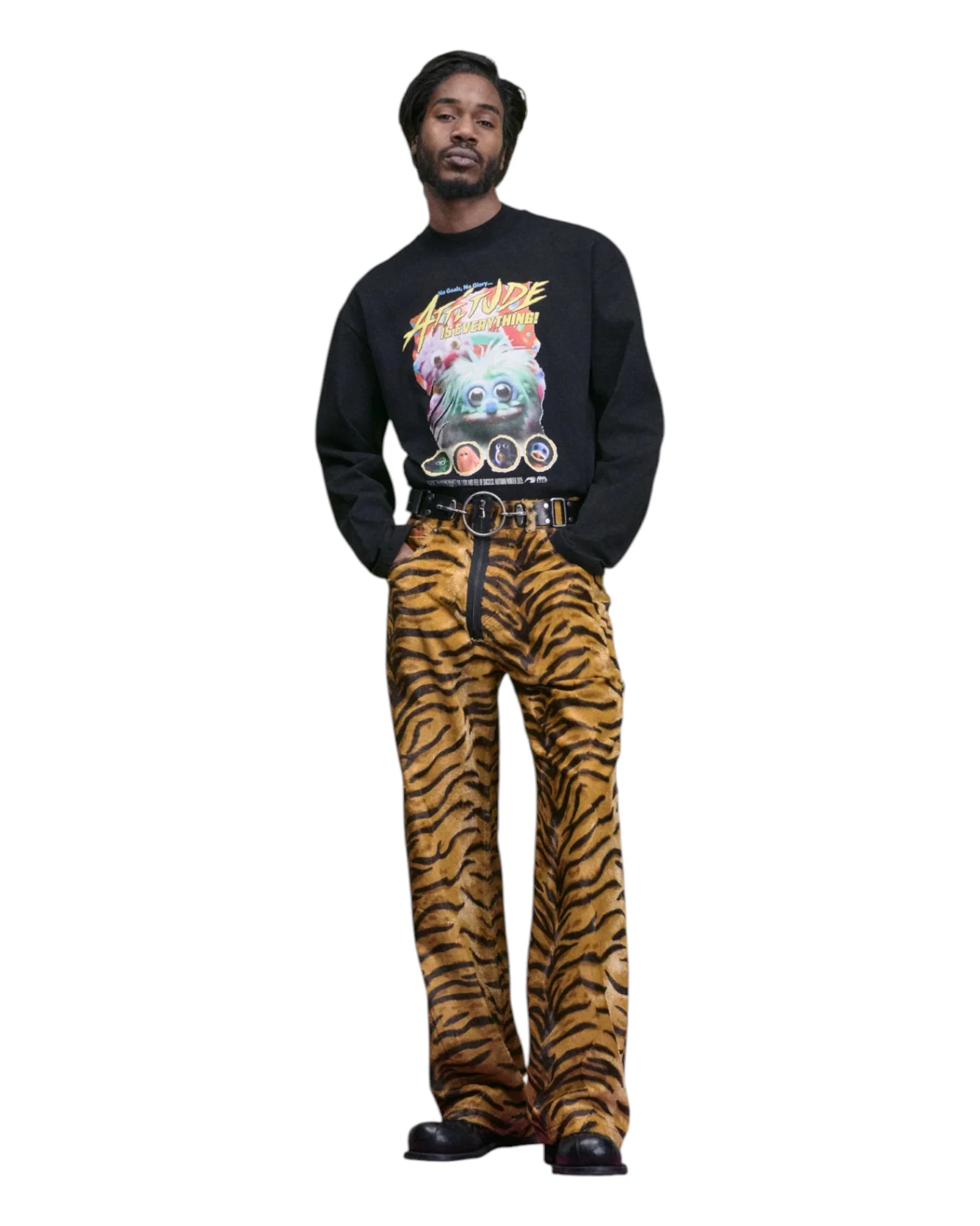 Martine Rose Funnel Neck L/S T-shirt Black Fuzzies 2 - Image 4