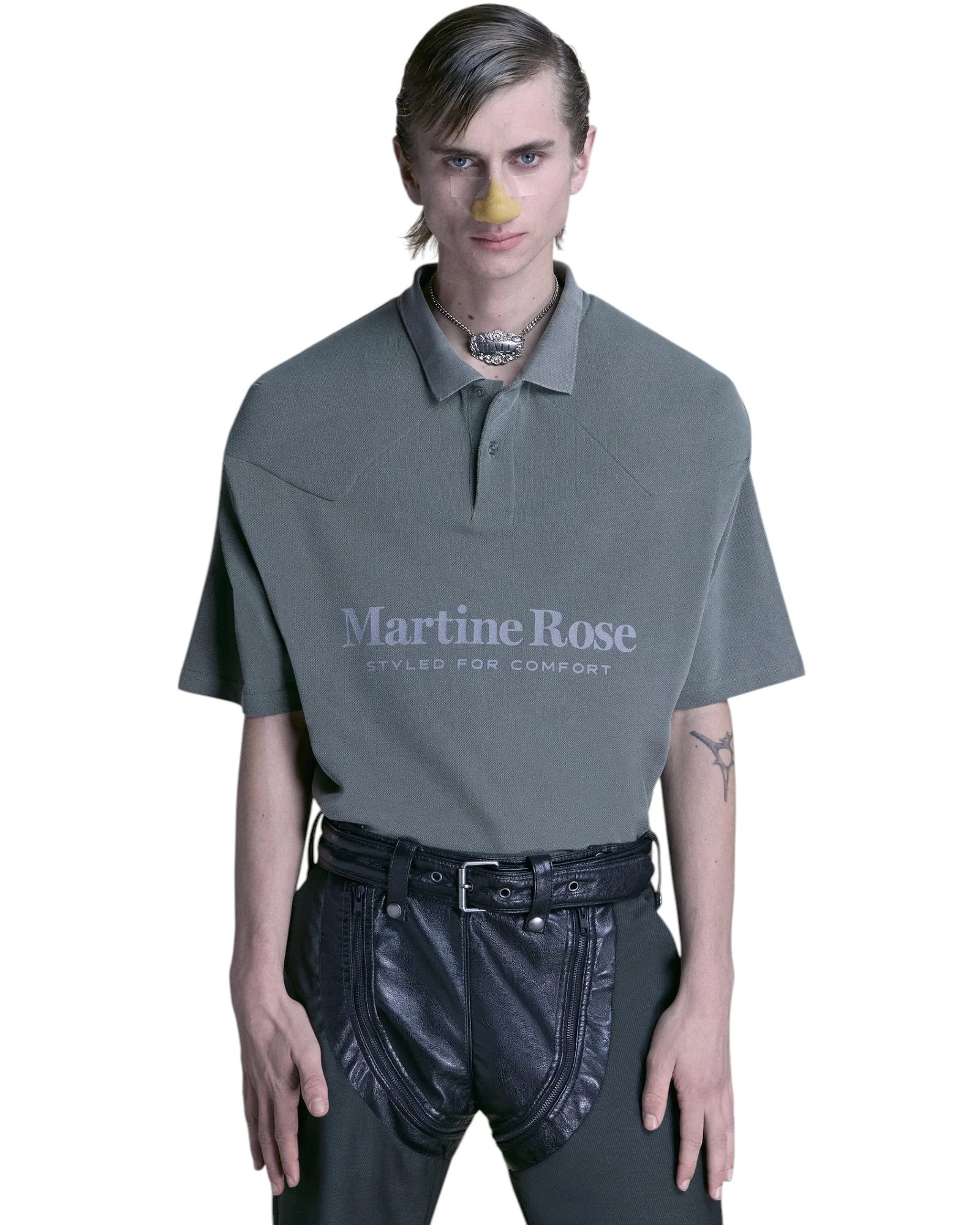 Martine Rose Padded Polo Green - Image 3