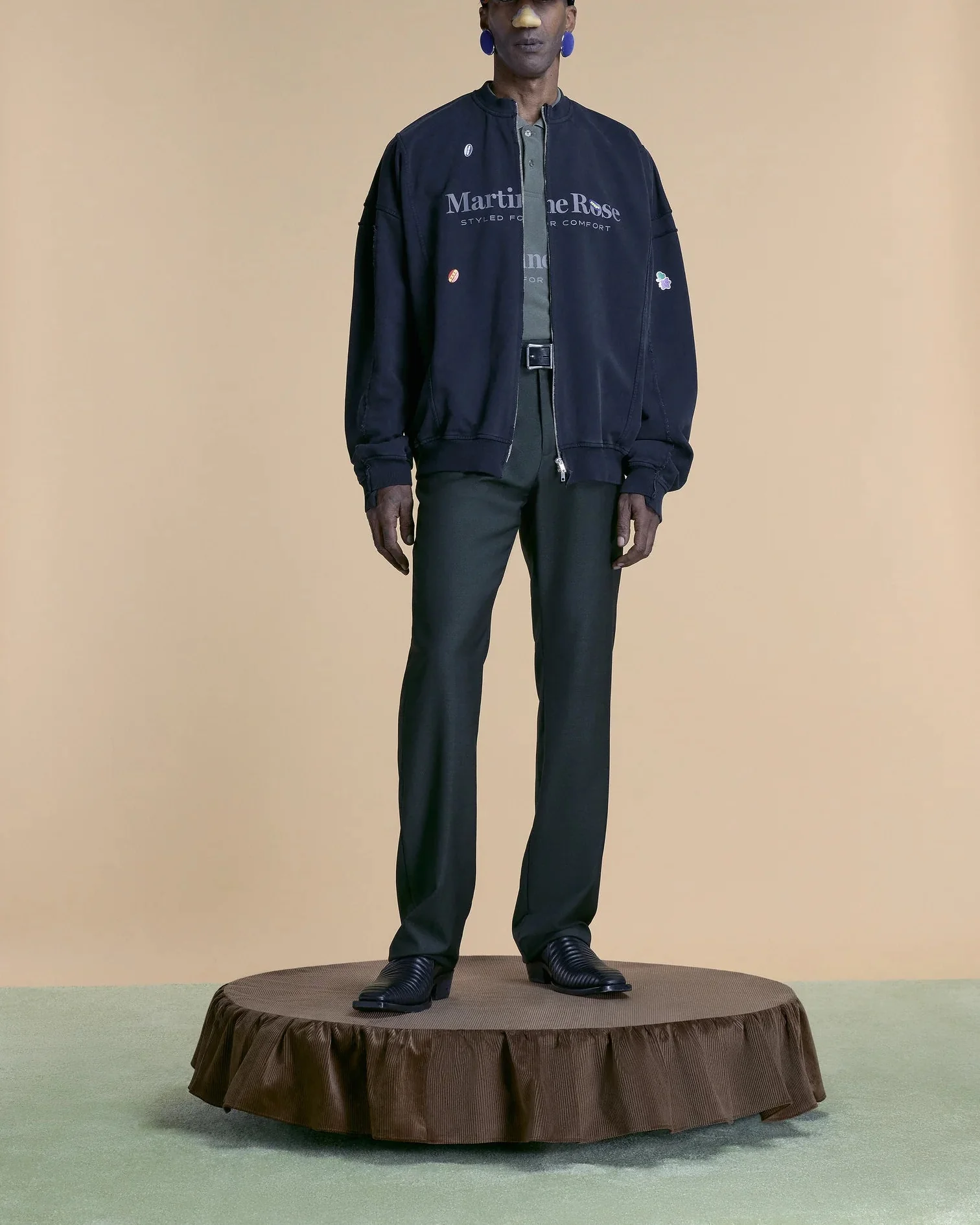 Martine Rose Zip Up Crewneck Black - Image 3