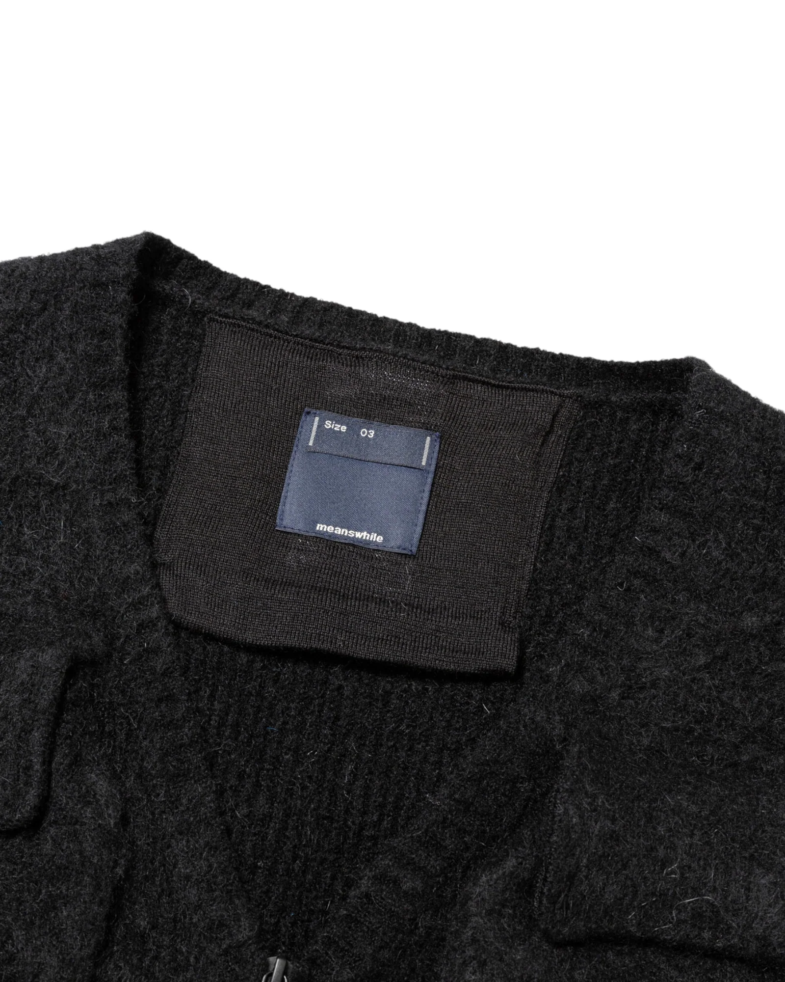 Meanswhile Mohair Knit Luggage Vest Black - Image 3