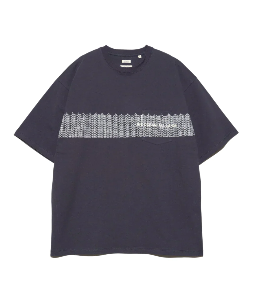 Nanamica OOAL Graphic Pocket Tee Vintage Navy - Image 2
