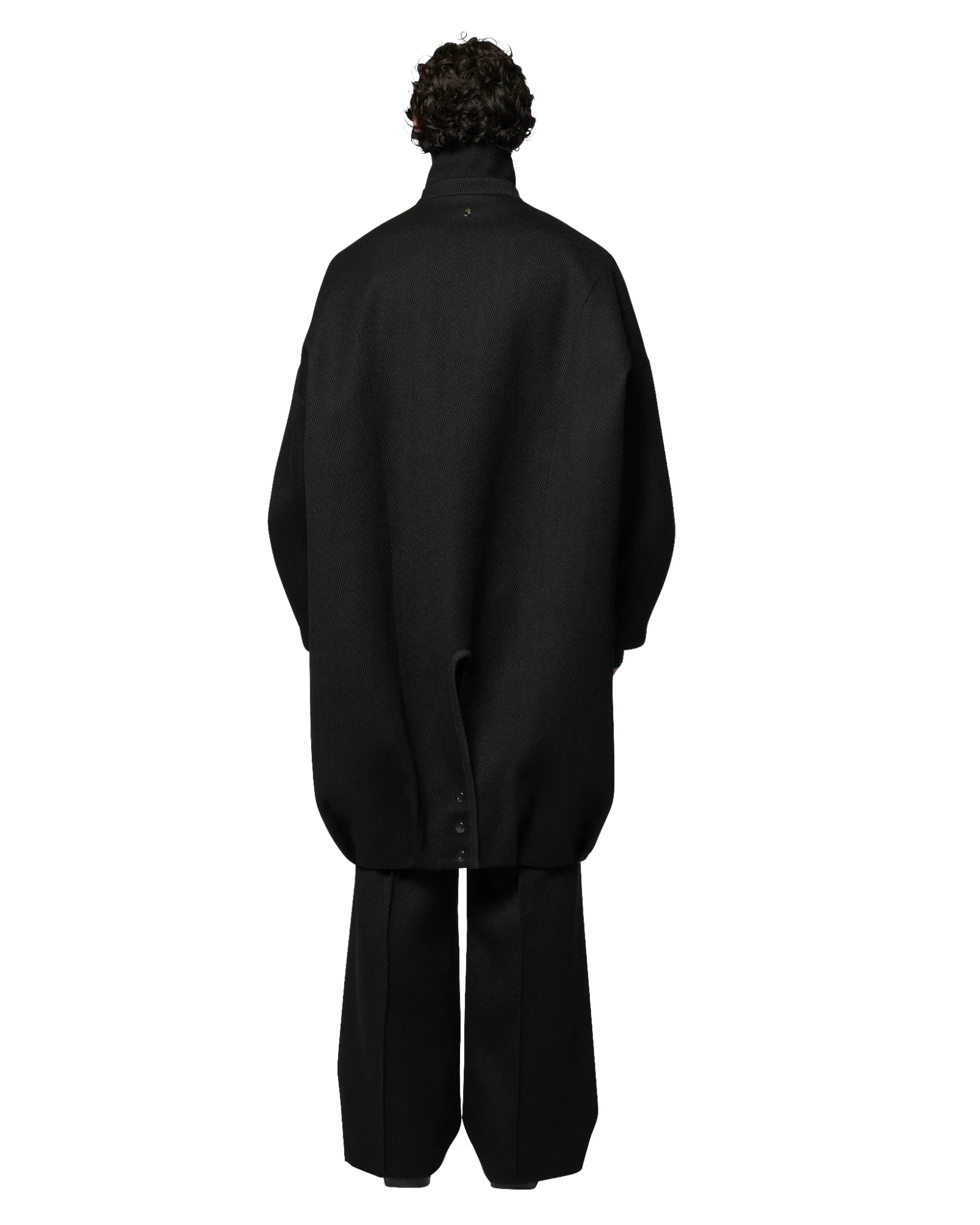 Omar Afridi Balooned Cocoon Coat Black - Image 2