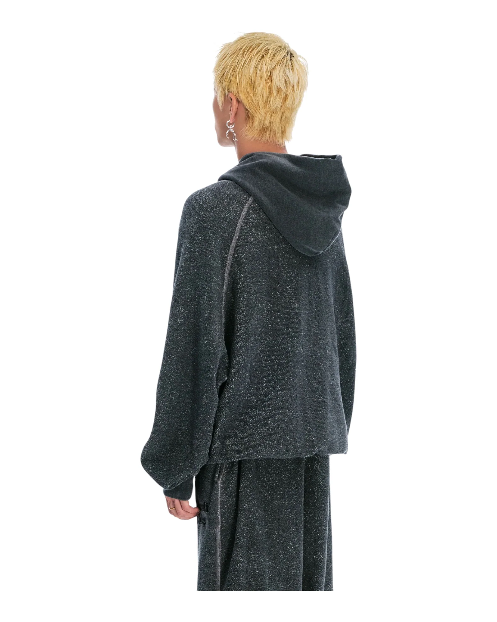 Sankuanz Monogram Print Reversible Zip Hoodie Grey - Image 5