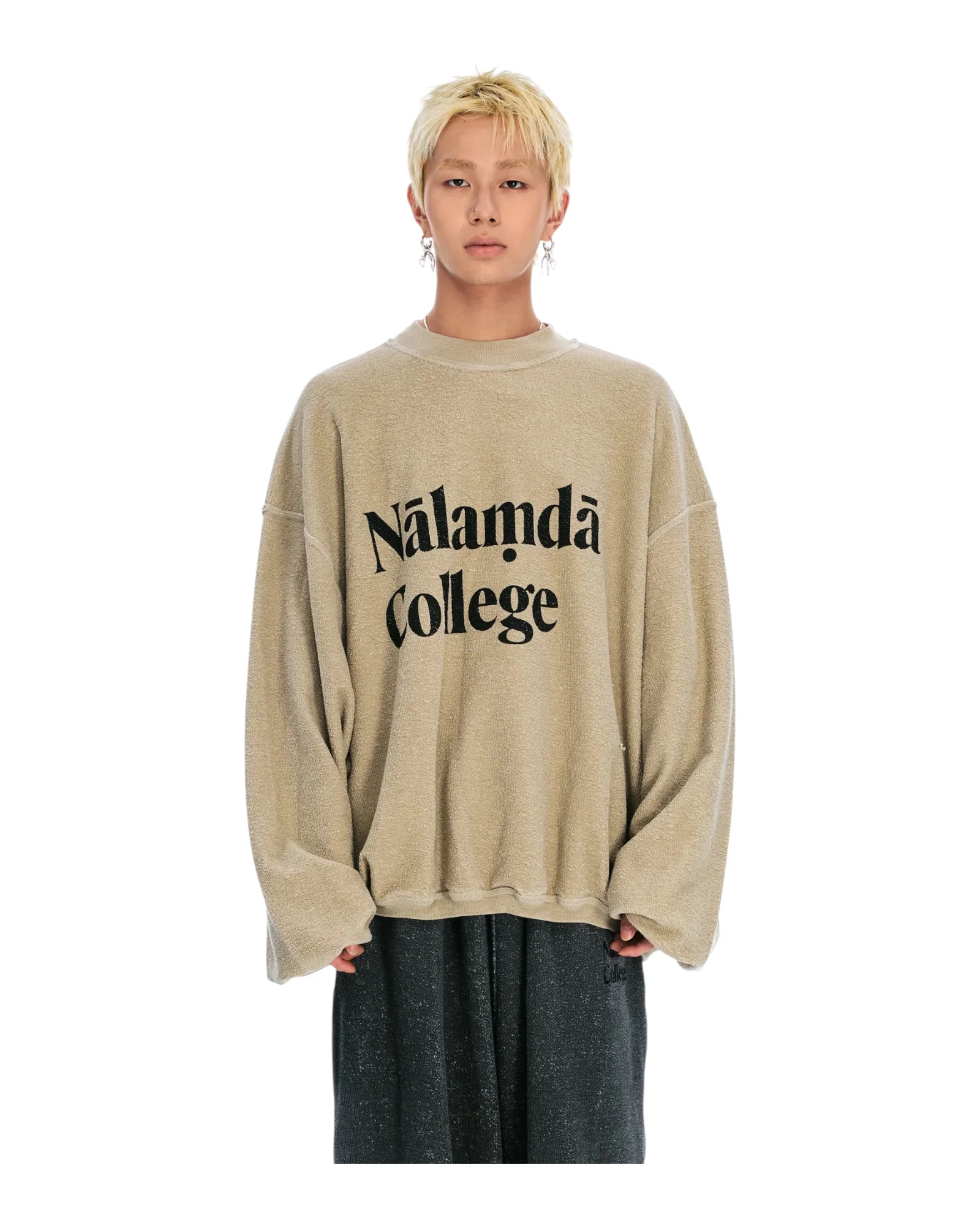 Sankuanz “Nalamda” Print Reversible Crewneck Sweatshirt Beige - Image 3