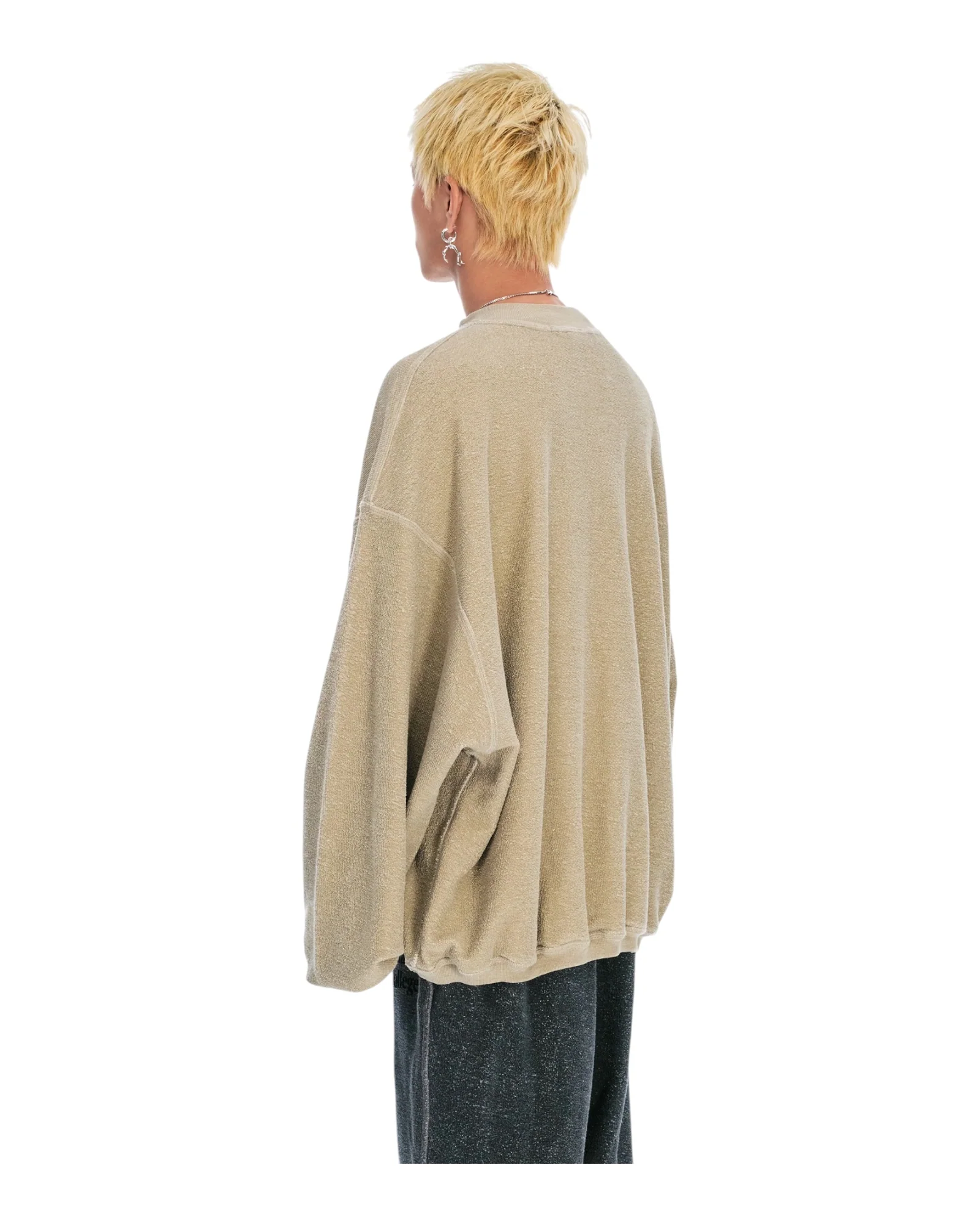 Sankuanz “Nalamda” Print Reversible Crewneck Sweatshirt Beige - Image 5