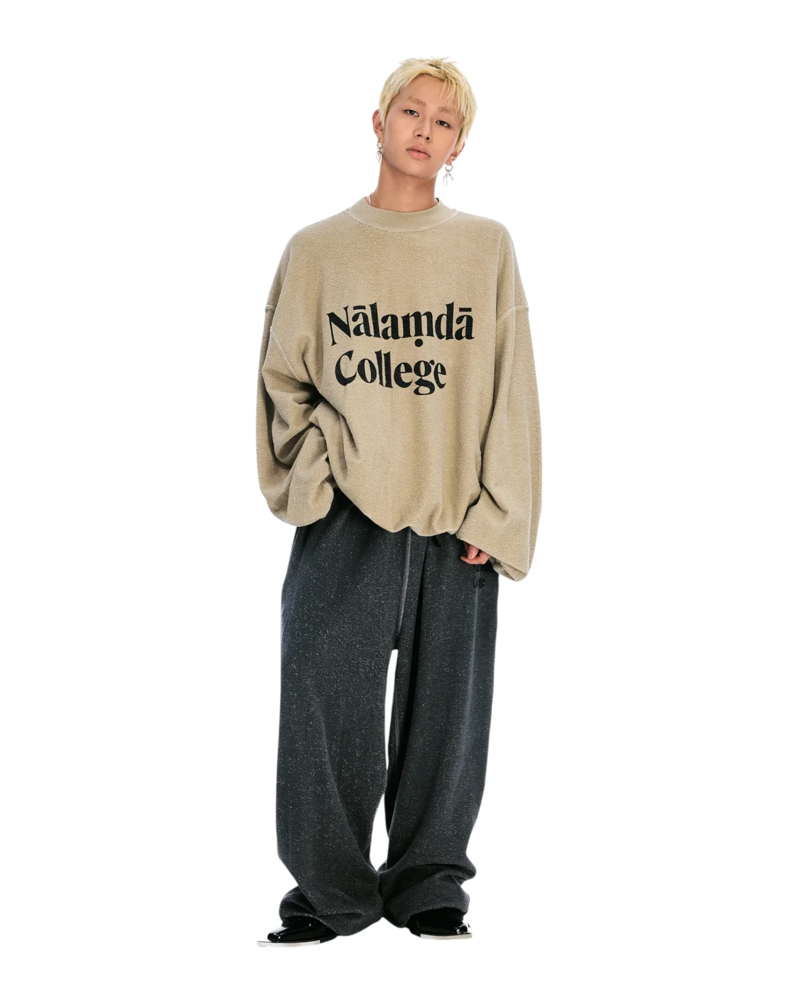 Sankuanz “Nalamda” Print Reversible Crewneck Sweatshirt Beige - Image 6