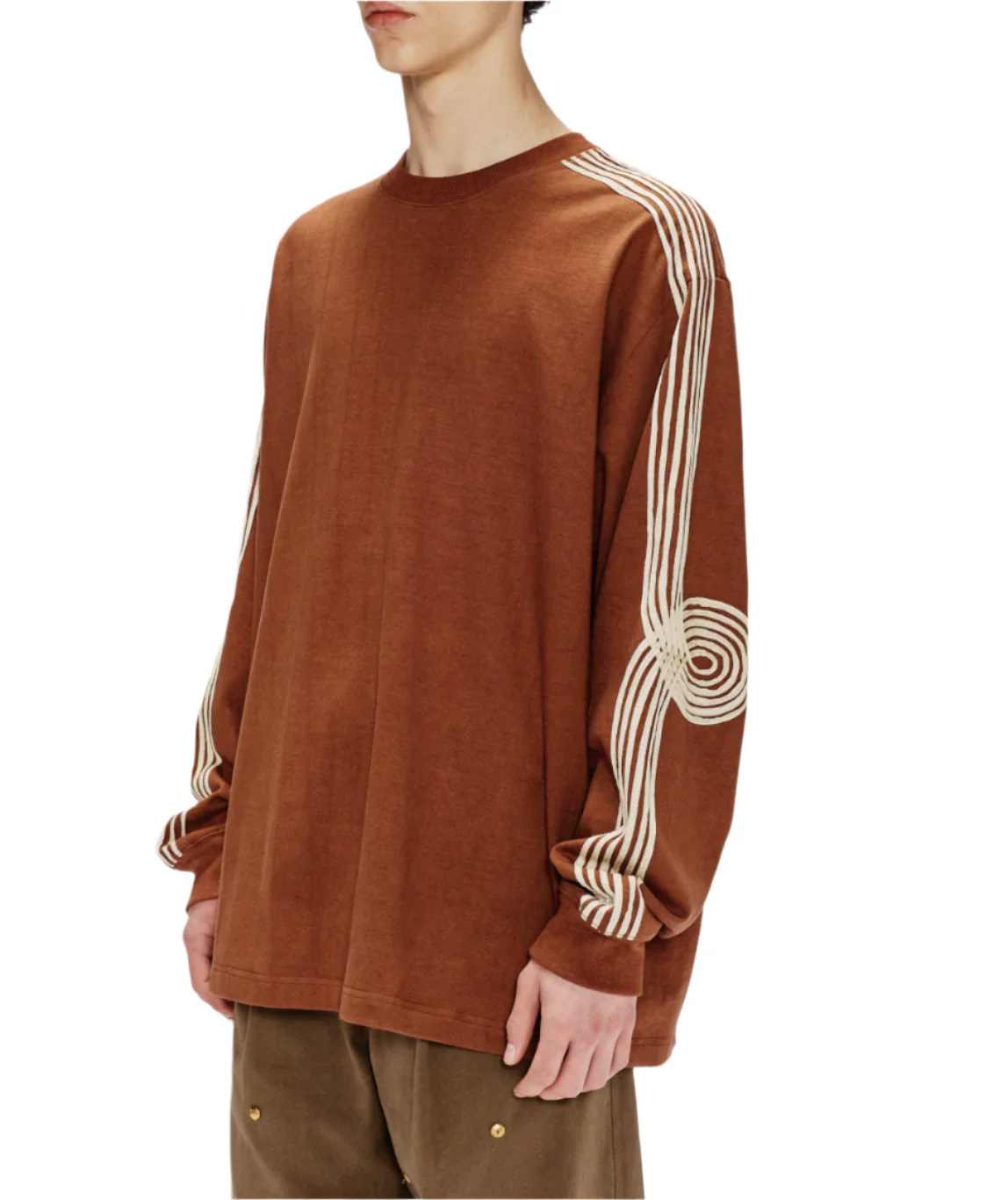 Song for the Mute Applique Crewneck Pullover Brown - Image 4