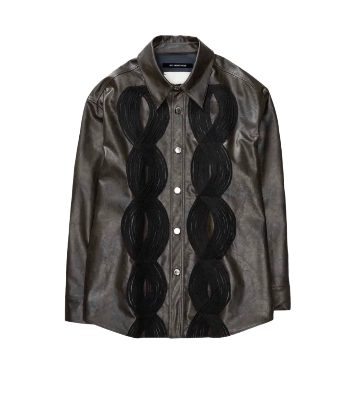 Song for the Mute Applique Shirt Jacket Dark Brown - Image 2