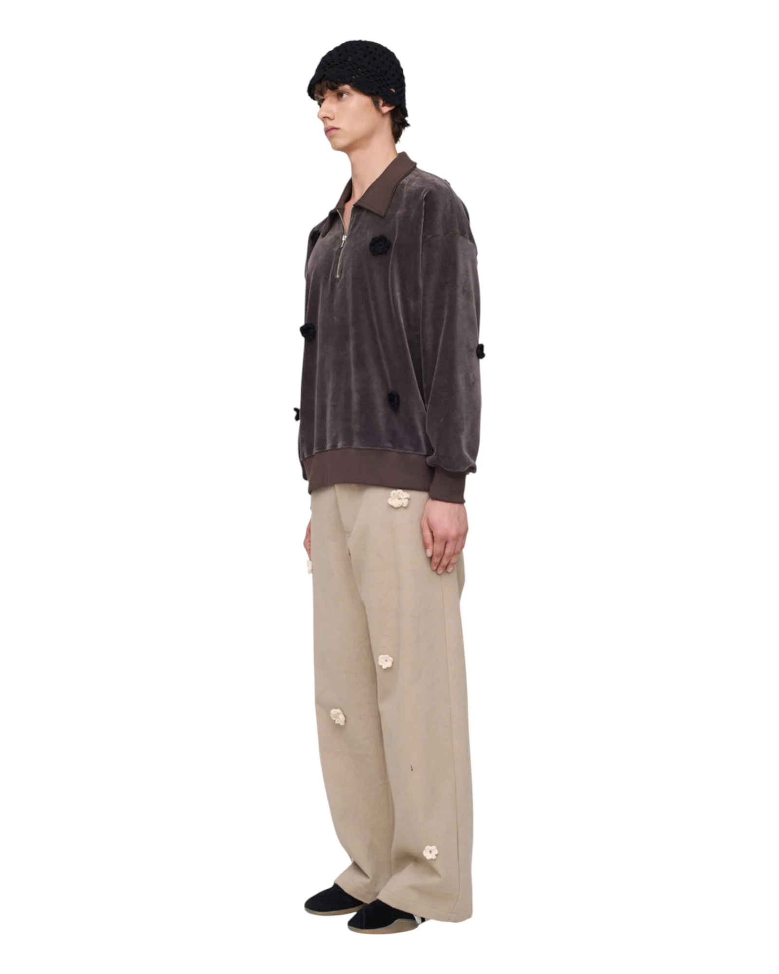 Song for the mute Daisy Quarter Zip Jumper Charcoal - Image 2