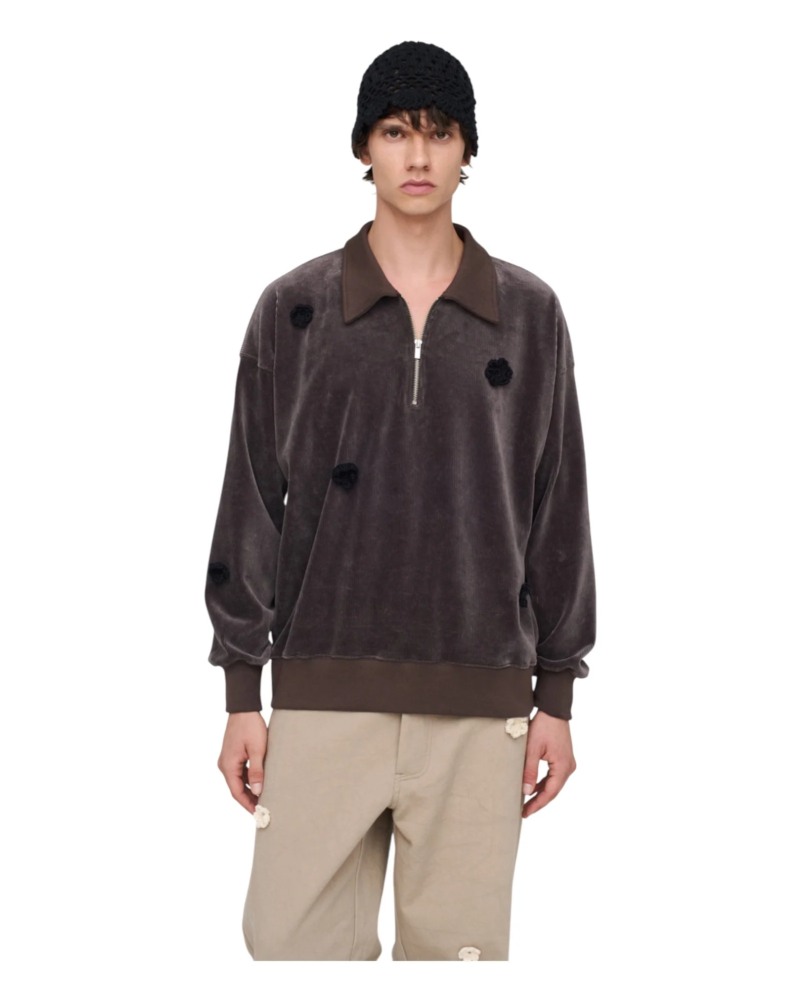 Song for the mute Daisy Quarter Zip Jumper Charcoal - Image 4