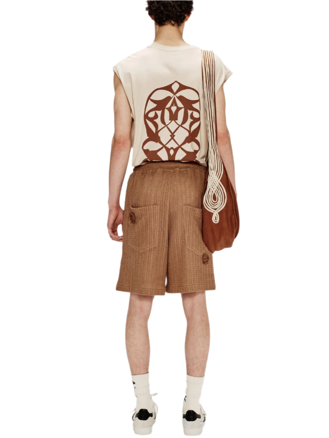 Song for the Mute Daisy Raw Lined Elasticated Shorts Sand - Image 4
