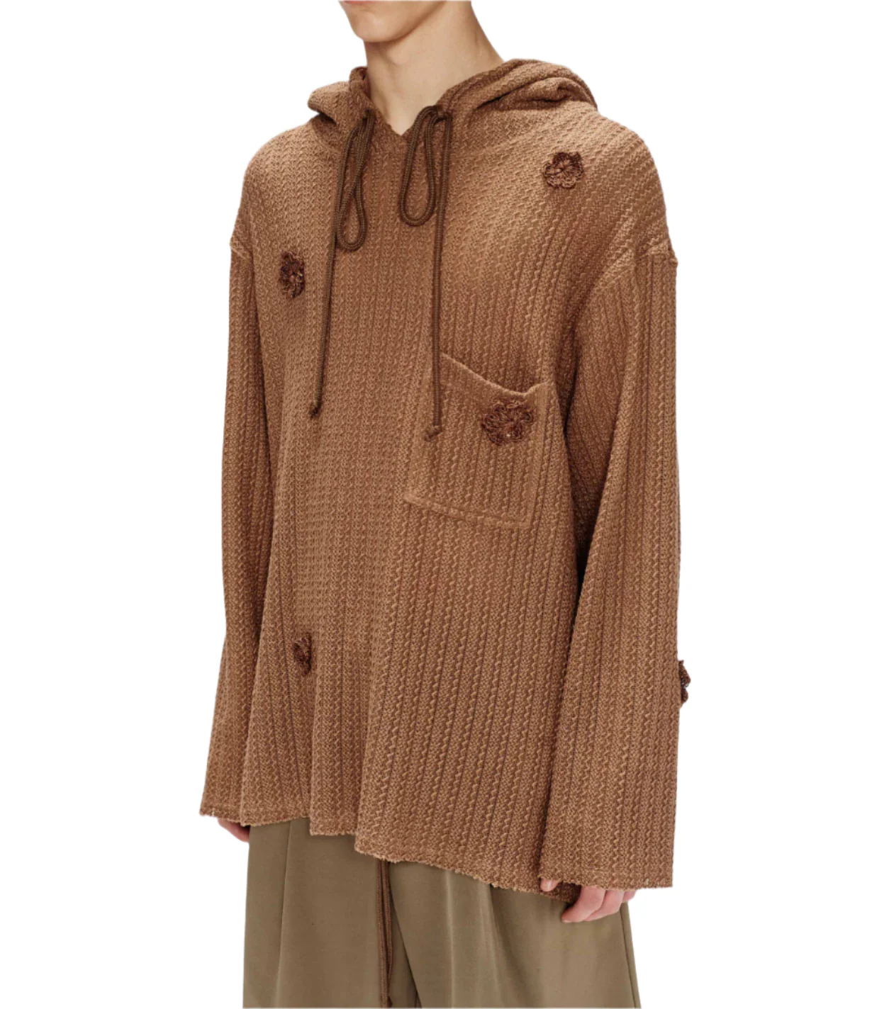Song for the Mute Daisy Raw Patch Pocket Hoodie Sand - Image 4