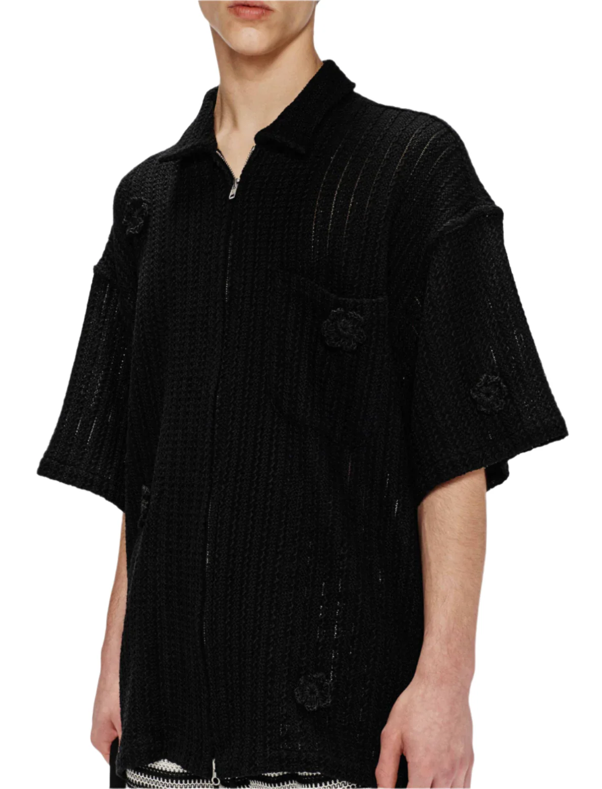 Song for the Mute Daisy Zip Up Gym Shirt Black - Image 4
