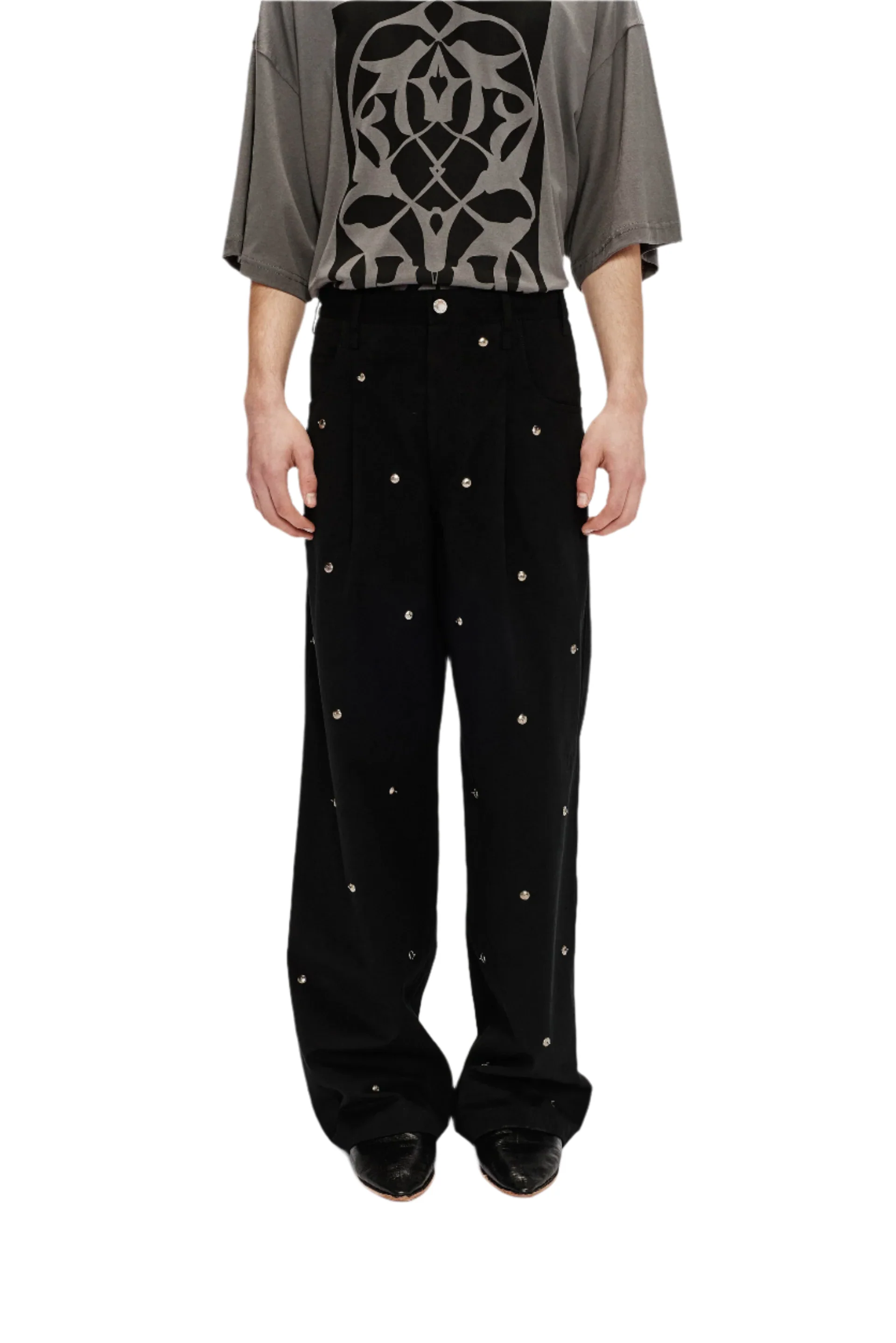 Song for the Mute Metal Bead Boyfriend Jeans Black - Image 4