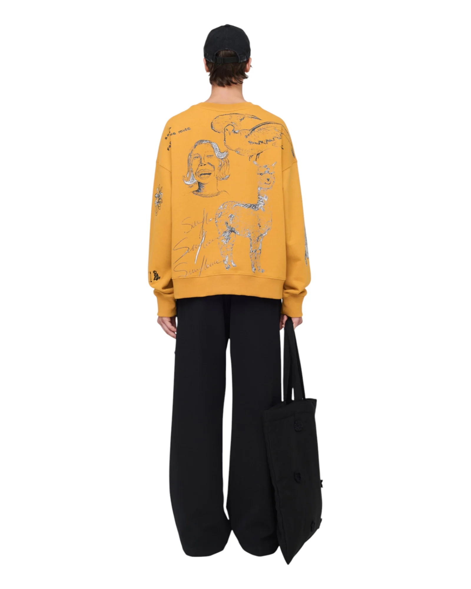 Song for the mute Sketchbook Relaxed Pullover Yellow - Image 3