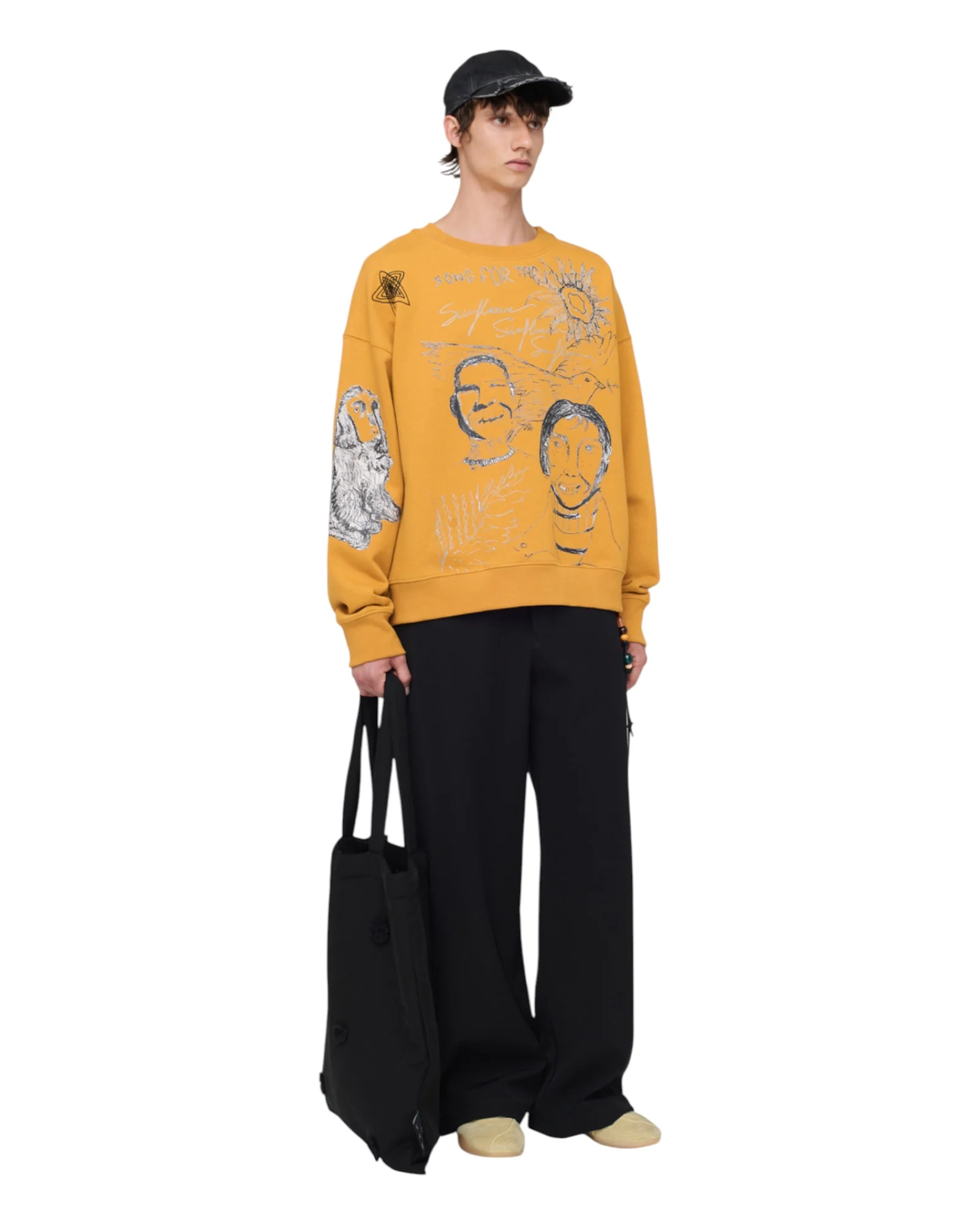 Song for the mute Sketchbook Relaxed Pullover Yellow - Image 4