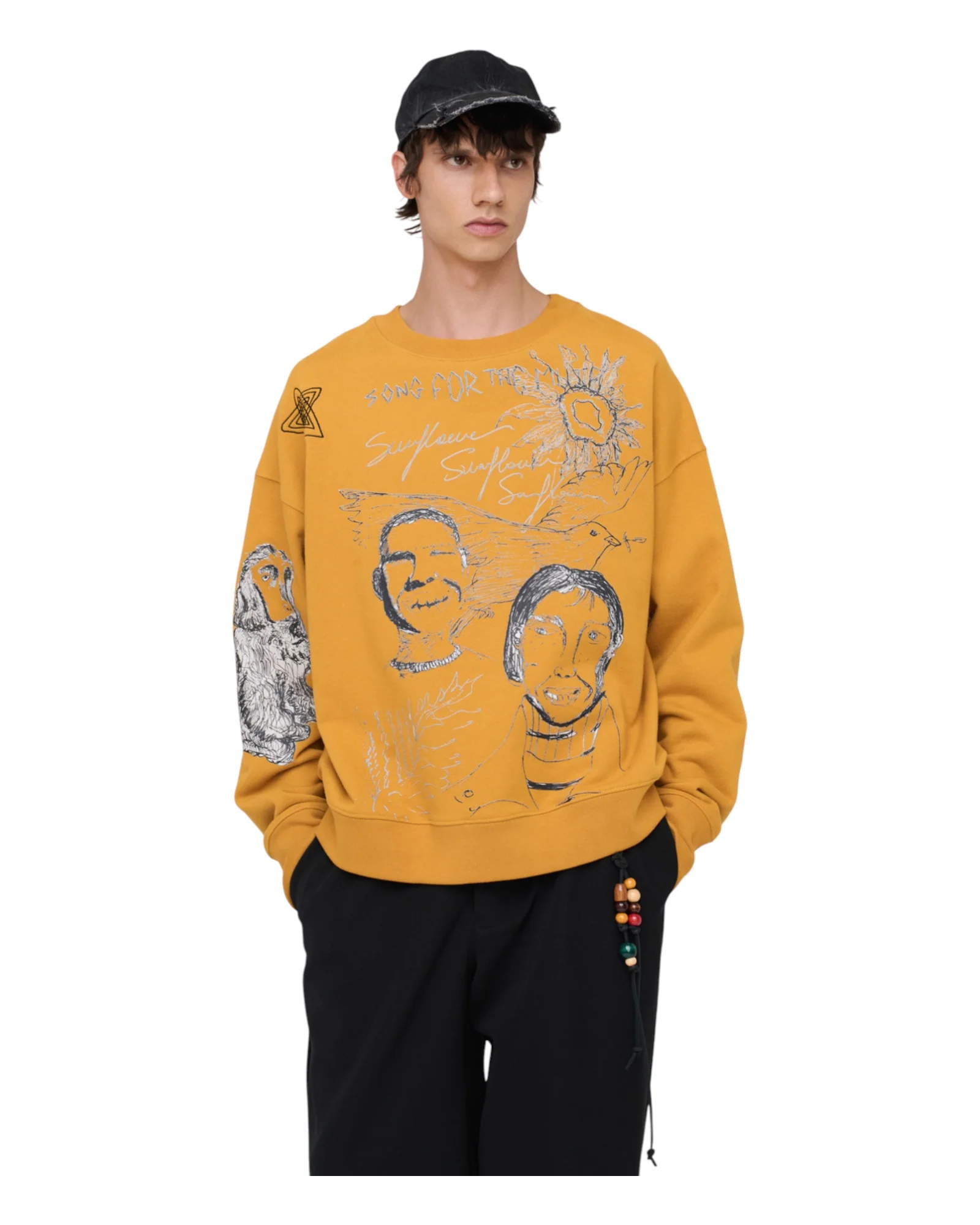 Song for the mute Sketchbook Relaxed Pullover Yellow - Image 6