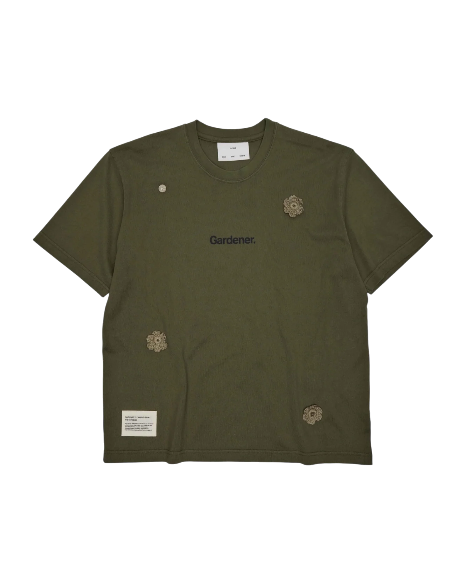 Song For The Mute x Birkenstock 'The Gardener' Crochet Flower T-Shirt Overdyed Army Green